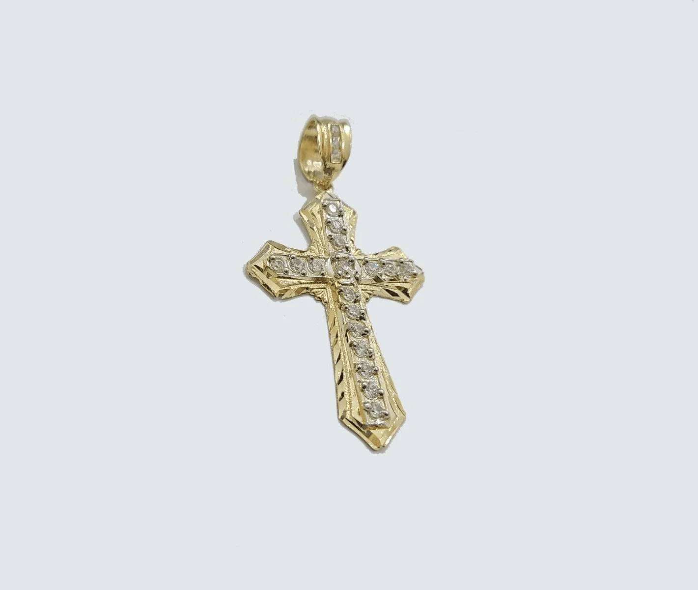 Real 10k Yellow Gold Franco Chain 2.5mm 18" inch Necklace Jesus Cross Charm 10kt - Image 9