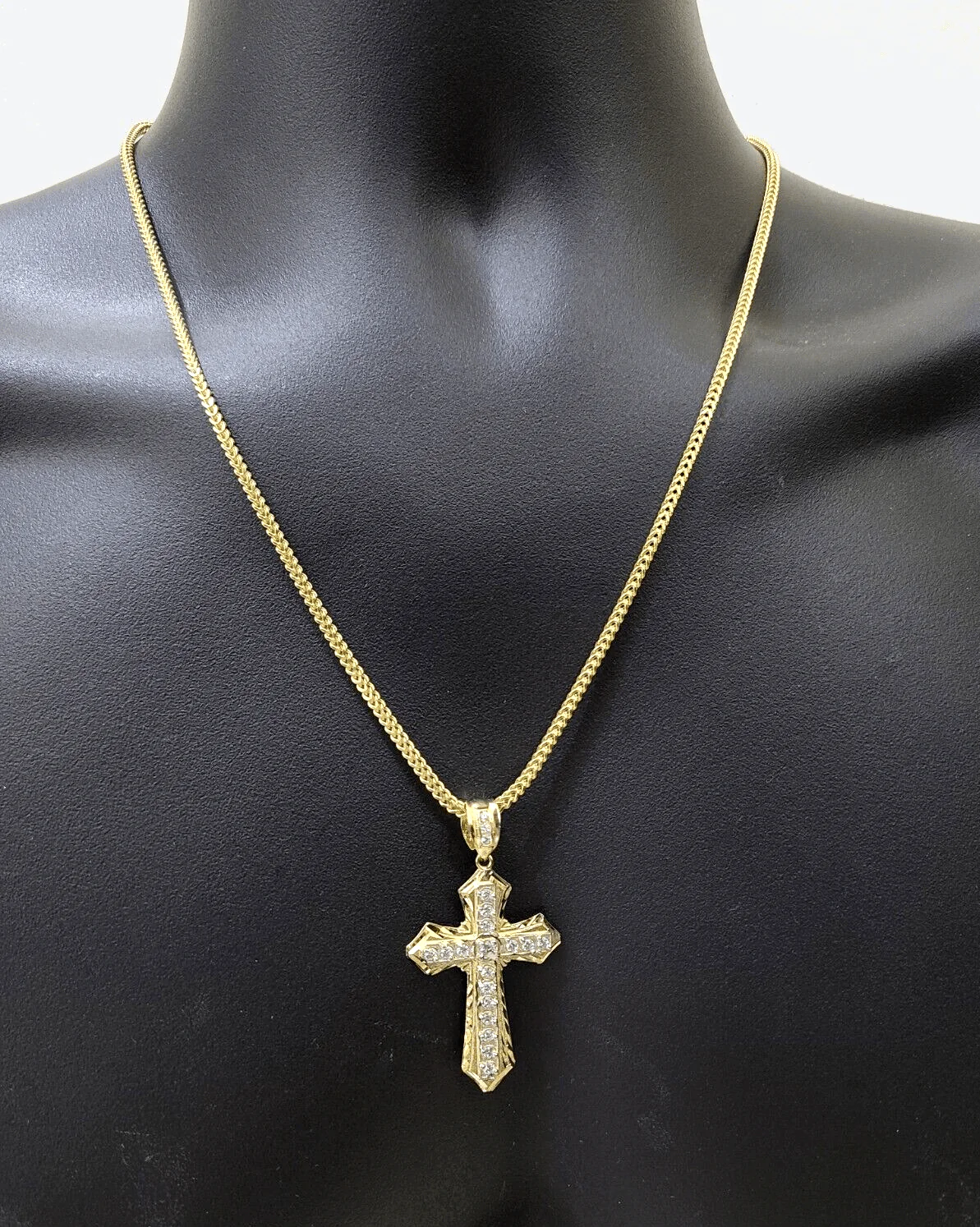 Real 10k Yellow Gold Franco Chain 2.5mm 26" inch Necklace Jesus Cross Charm 10kt - Image 4