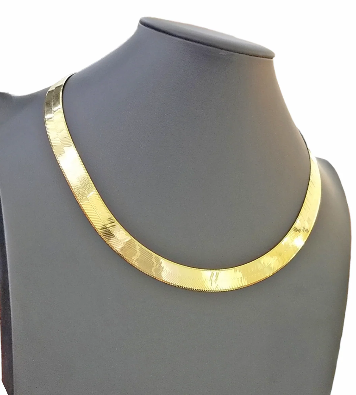 Real 10K Yellow Gold Herringbone 11mm Necklace Chain 22" Inch Lobster Lock Solid - Image 2