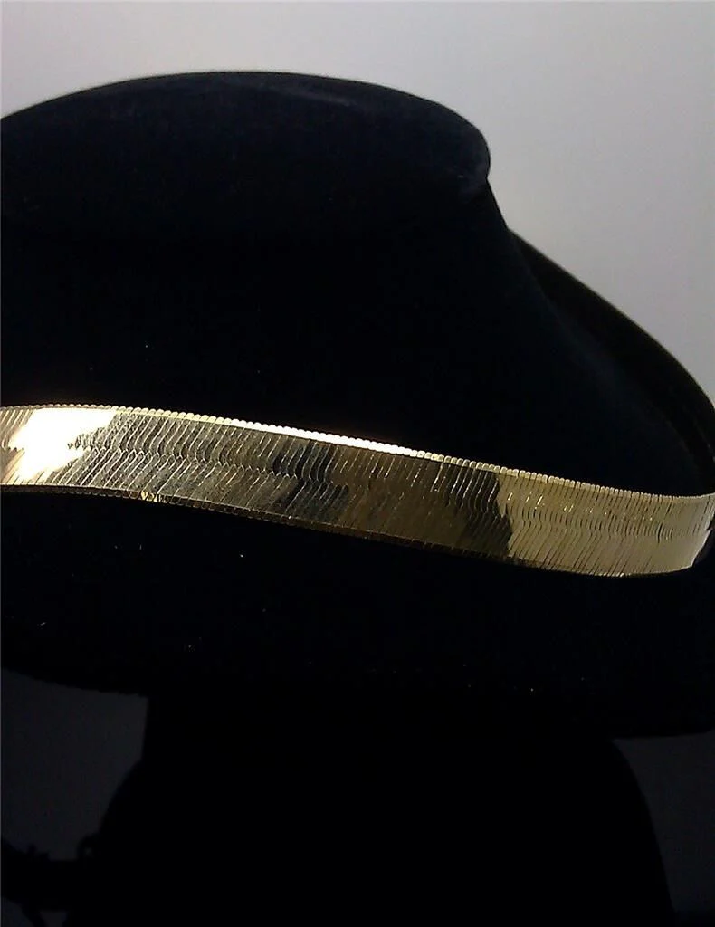 Real 10k Yellow Gold Herringbone 18" Necklace Chain 12mm - Image 2