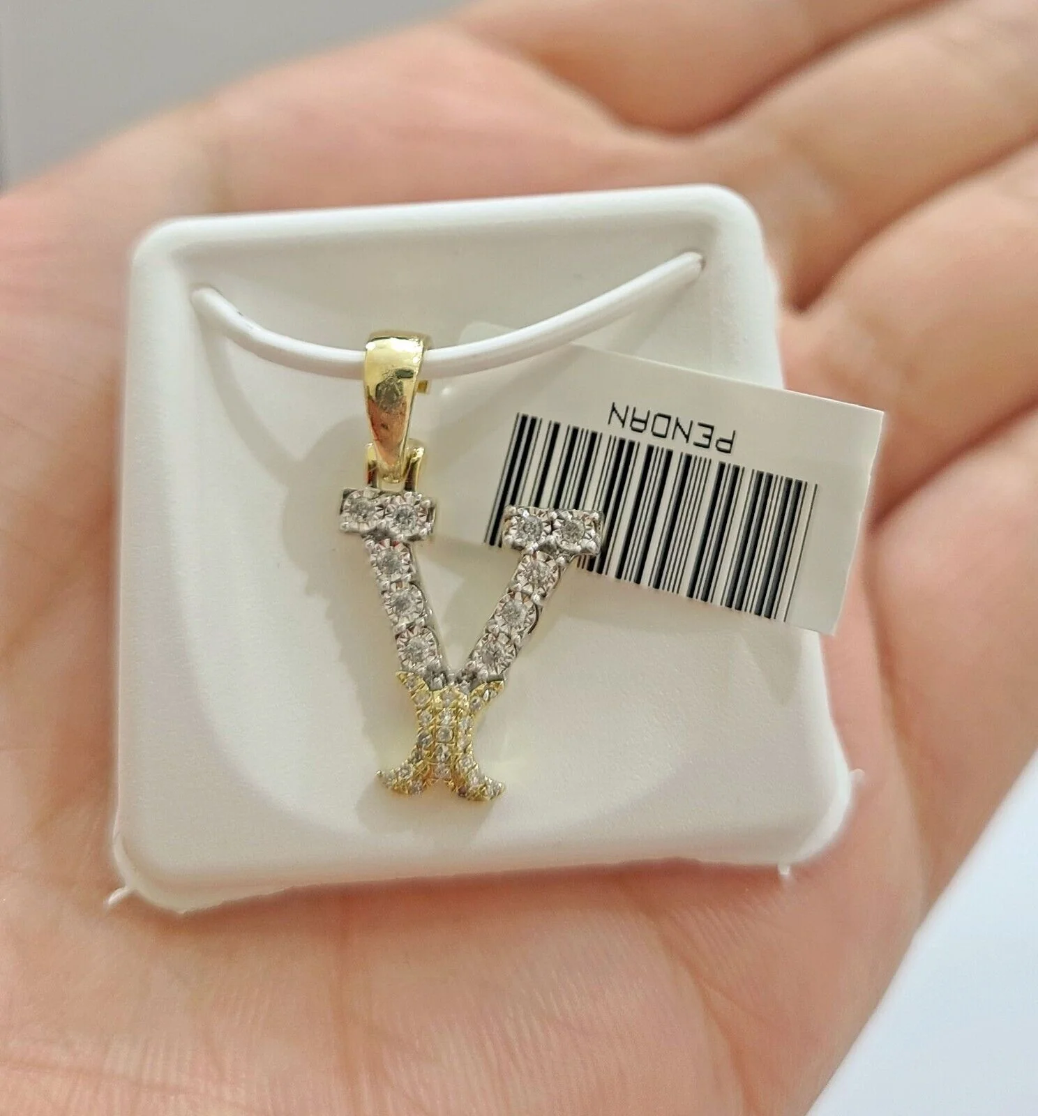 Real 10K Yellow Gold Initials Diamond Cut Charm A-Z Pendant Alphabets - Image 14