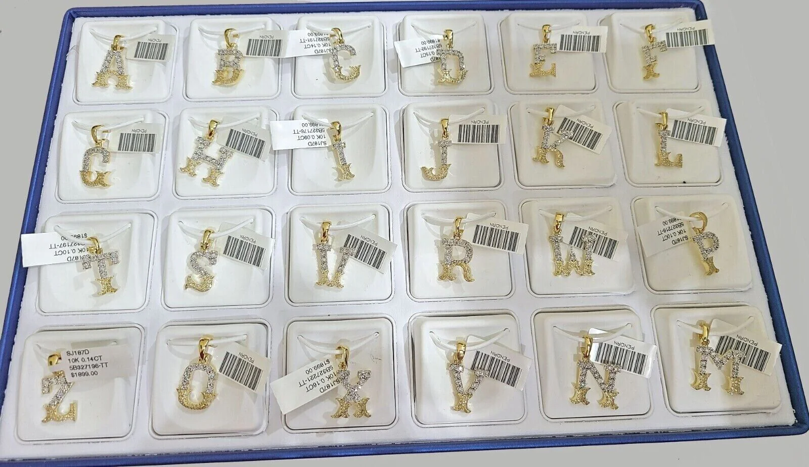 Real 10K Yellow Gold Initials Diamond Cut Charm A-Z Pendant Alphabets - Image 19