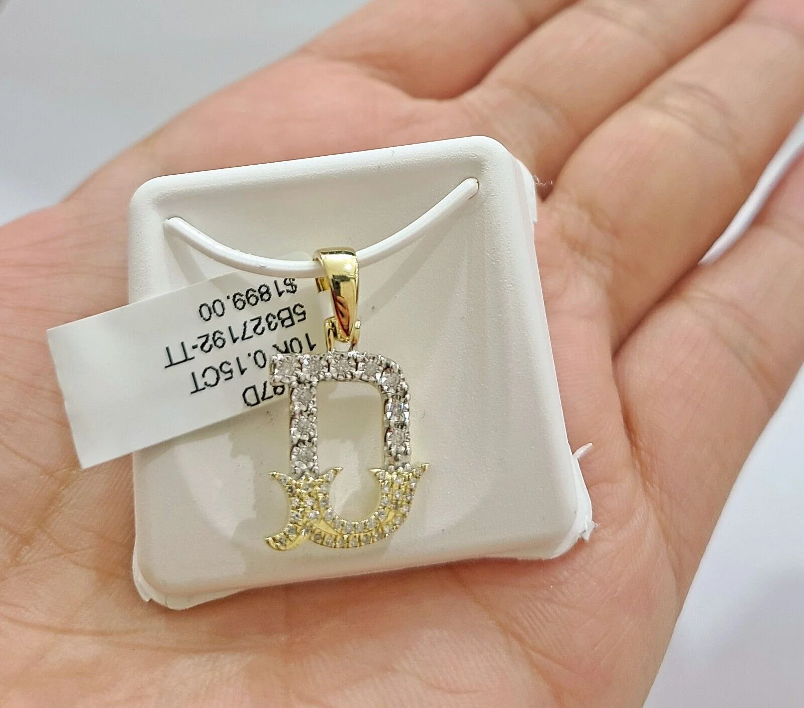 Real 10K Yellow Gold Initials Diamond Cut Charm A-Z Pendant Alphabets - Image 21