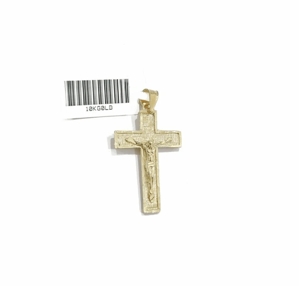 Real 10k Yellow Gold Jesus Cross Charm Rope Chain Necklace 3mm 20'' Pendant 10kt - Image 5