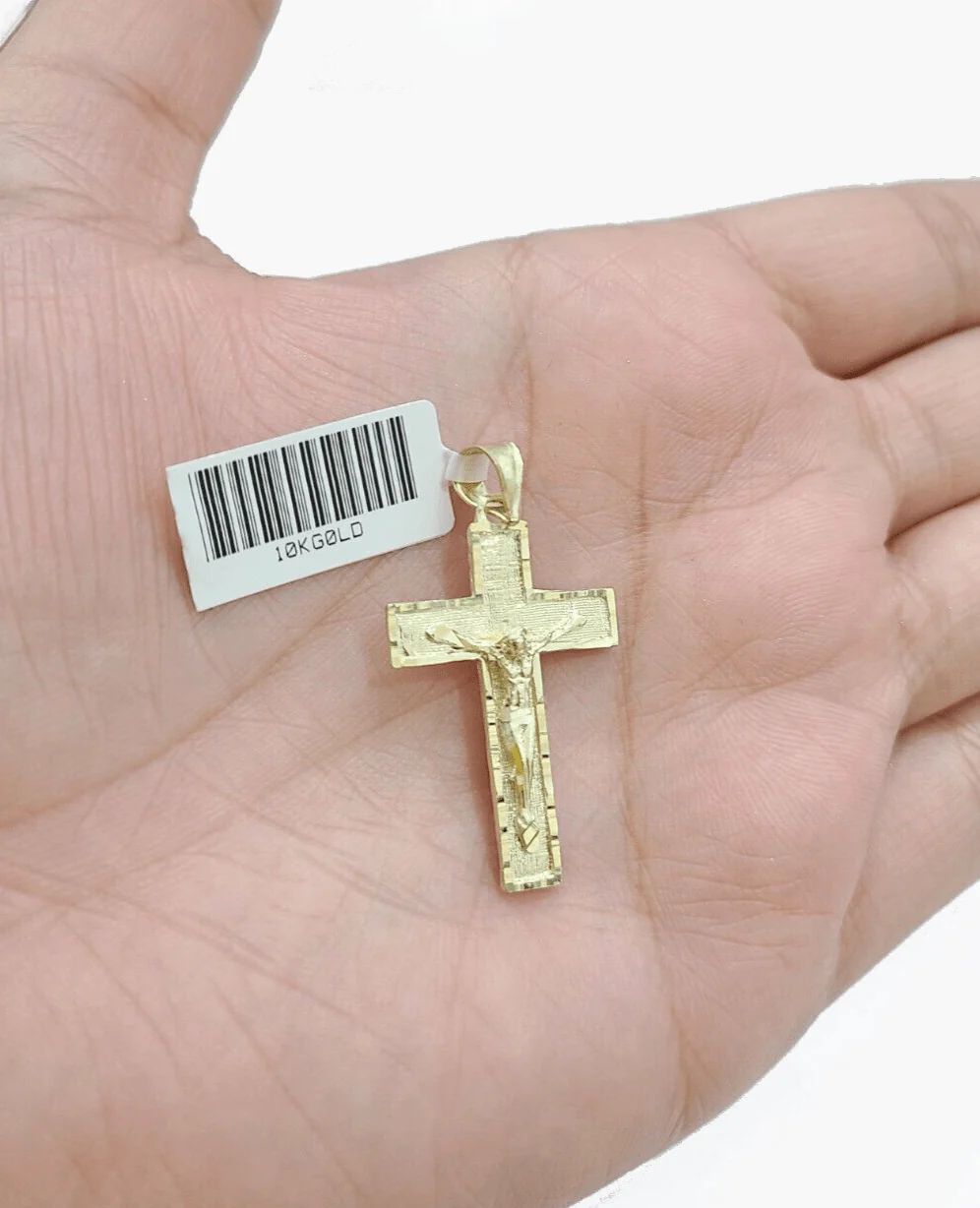 Real 10k Yellow Gold Jesus Cross Charm Rope Chain Necklace 3mm 22'' Pendant 10kt - Image 6