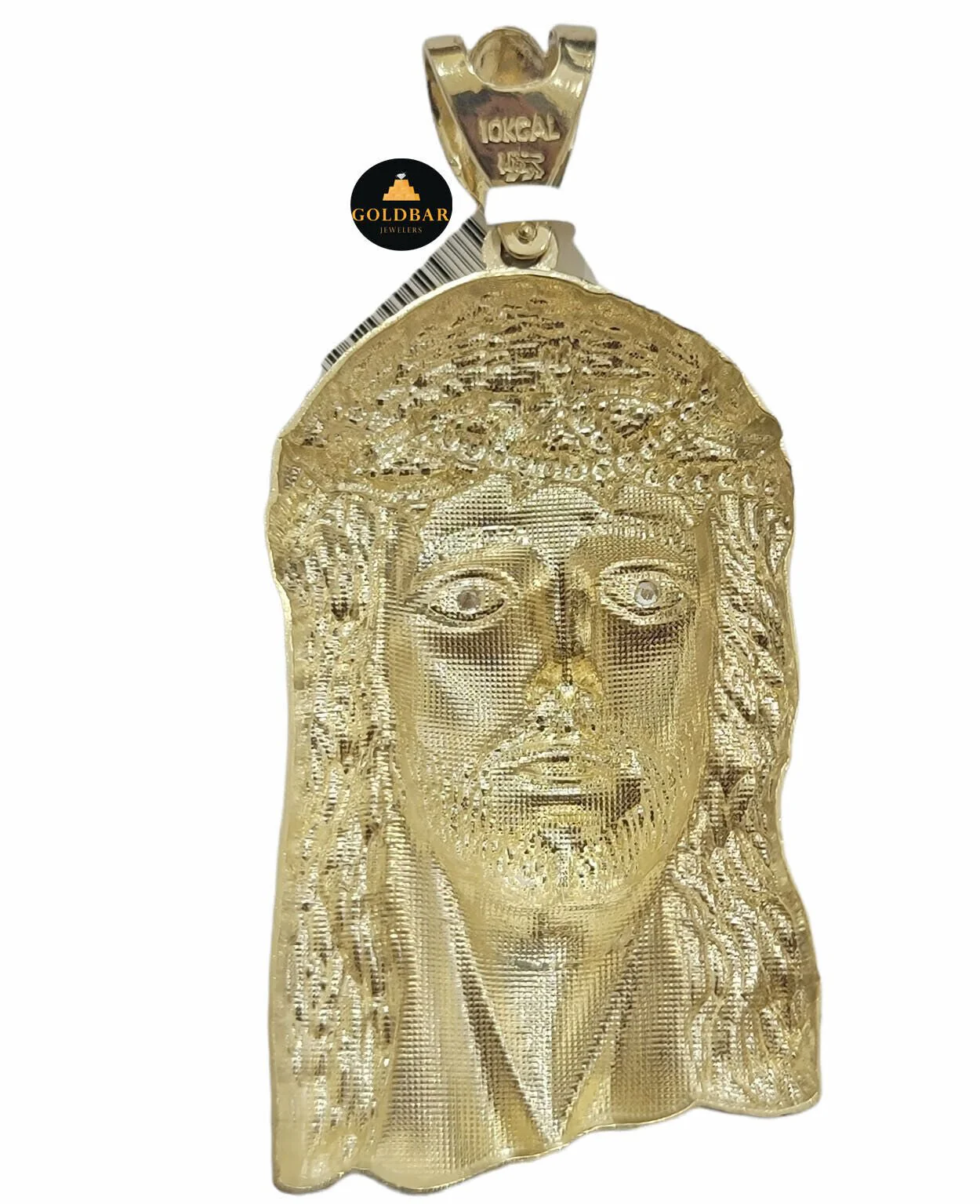 Real 10k Yellow Gold Jesus Head Charm Pendant For Men's 3" Inch For Chain, 10KT - Image 5