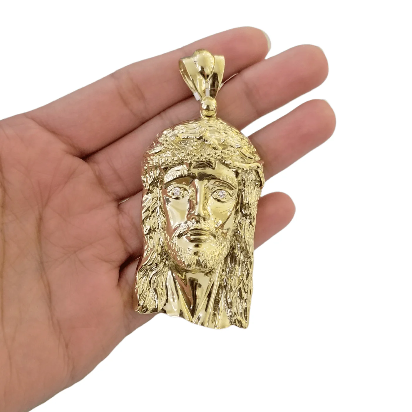 Real 10K Yellow Gold Jesus Pendent Charm 3" Inch 10kt Jesus Head - Image 3