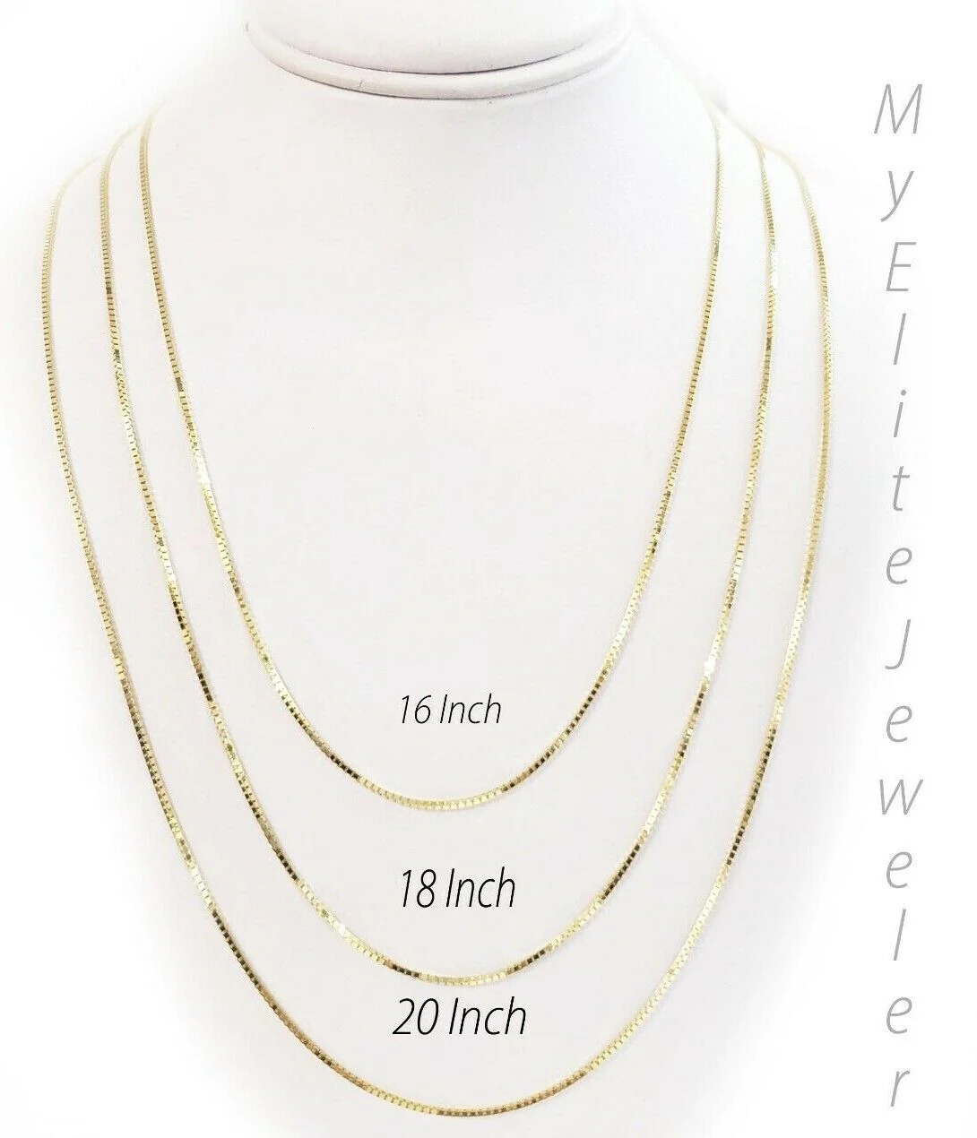 Real 10k Yellow Gold Ladies Chain Box Necklace Pendant 16" 18" 20 Inch 0.8mm - Image 2