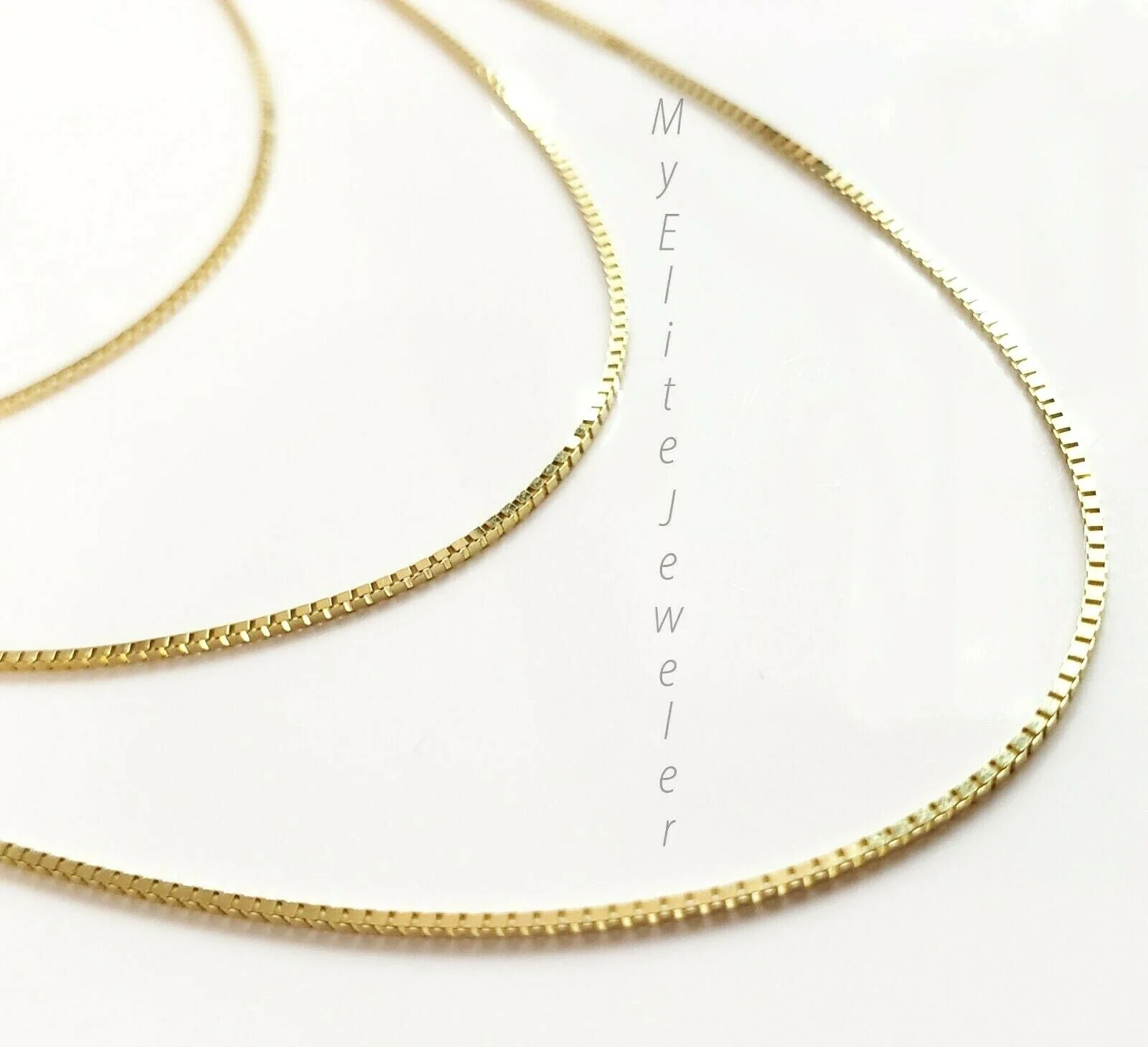 Real 10k Yellow Gold Ladies Chain Box Necklace Pendant 16" 18" 20 Inch 0.8mm - Image 3