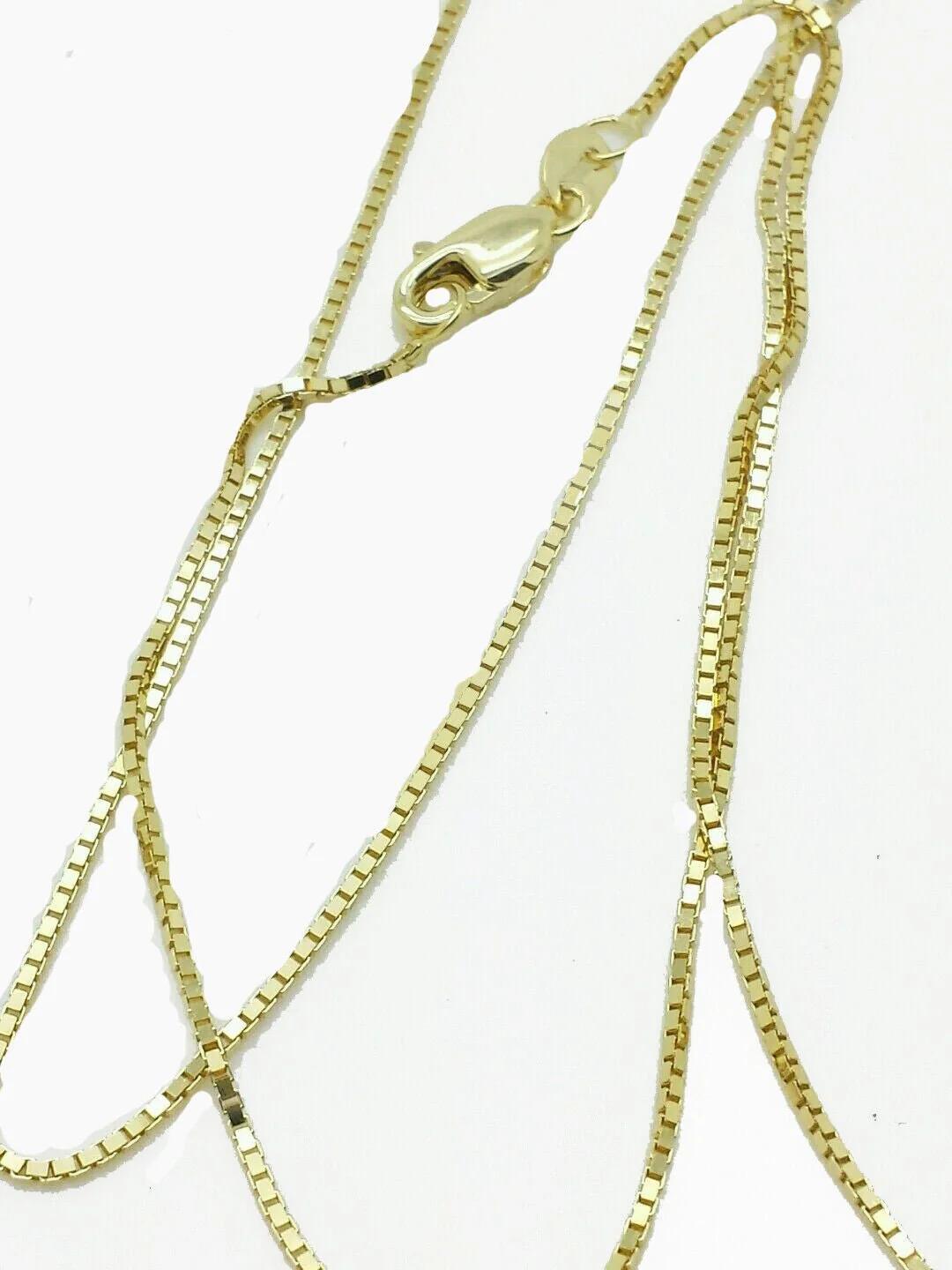 Real 10k Yellow Gold Ladies Chain Box Necklace Pendant 16" 18" 20 Inch 0.8mm - Image 4