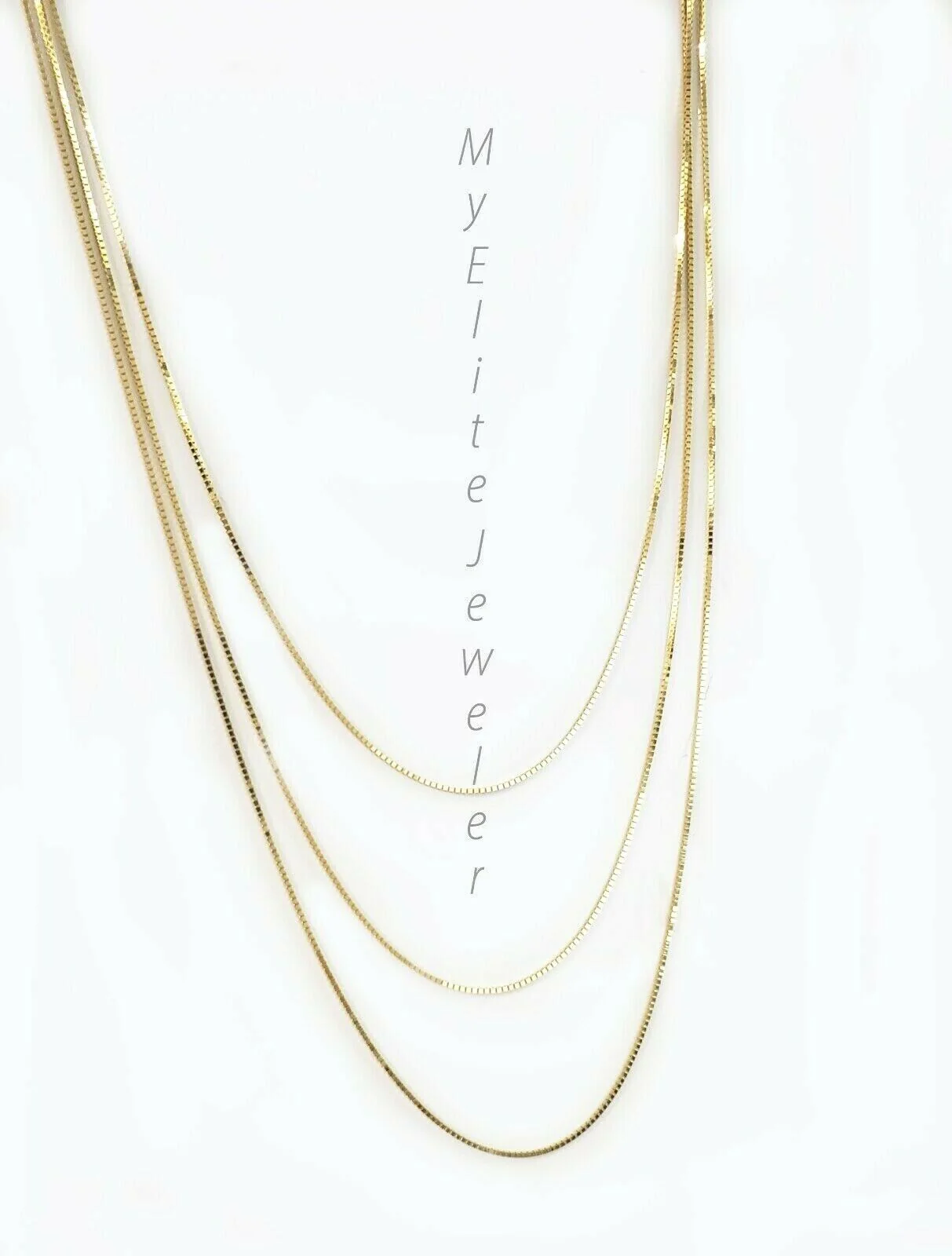 Real 10k Yellow Gold Ladies Chain Box Necklace Pendant 16" 18" 20 Inch 0.8mm - Image 5