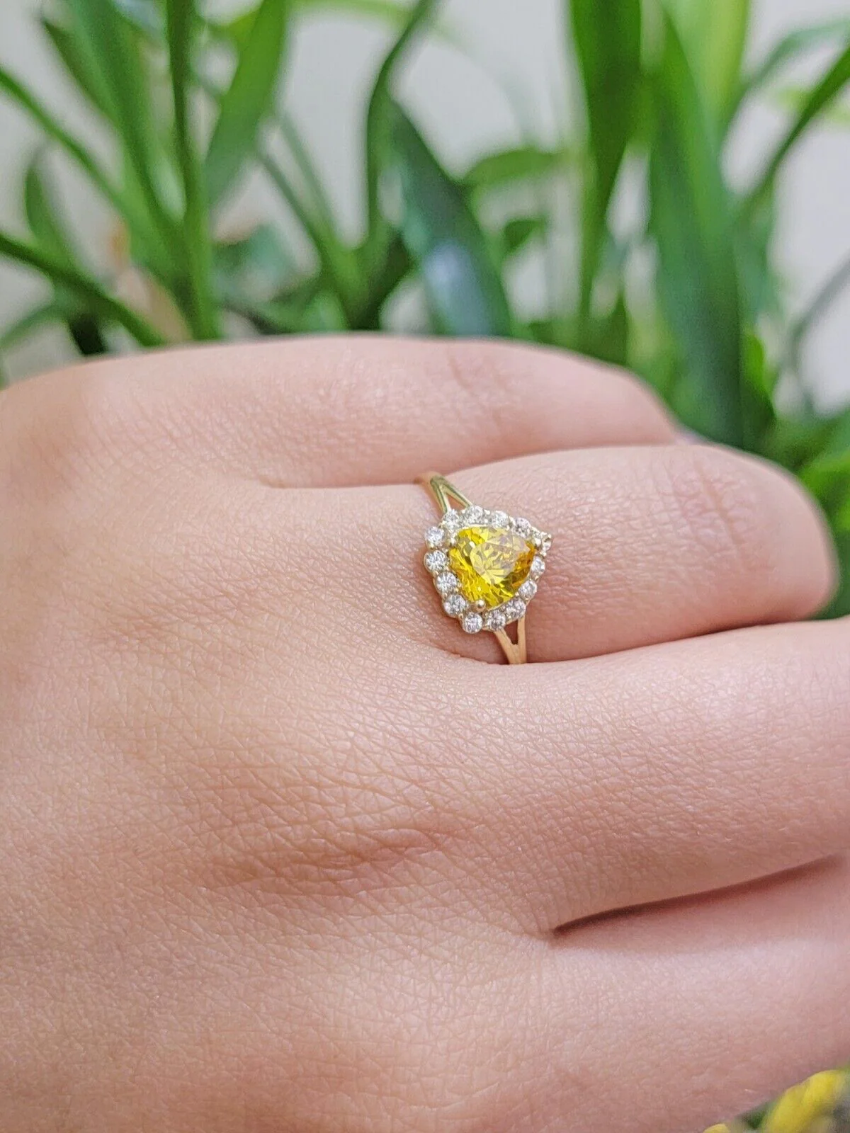 Real 10k Yellow Gold Ladies earring ring & pendant Yellow heart Citrine set 10KT All Sizes - Image 6