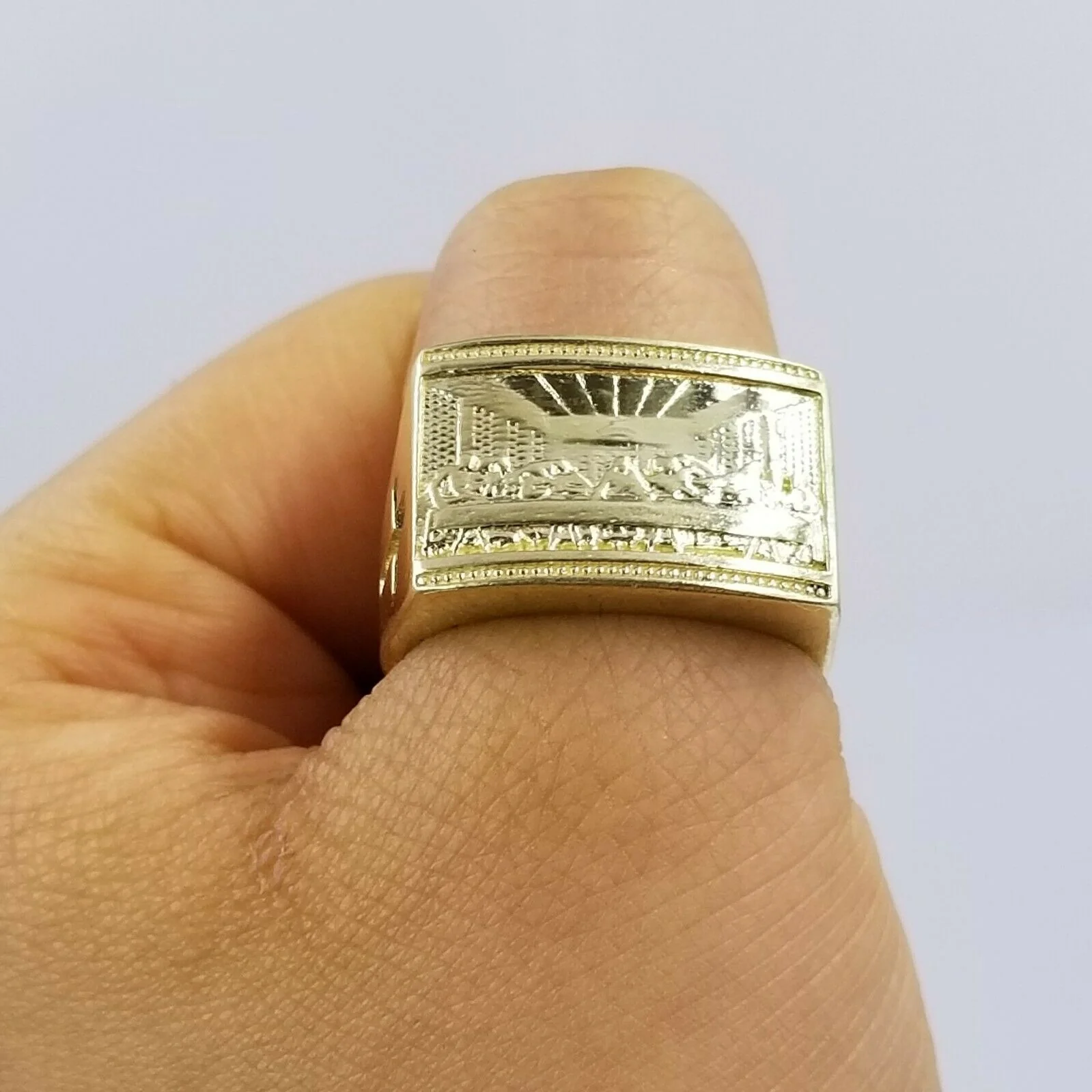 REAL 10k Yellow Gold Last Supper Ring Cross Design Men's Ring, All Sizes - Image 8