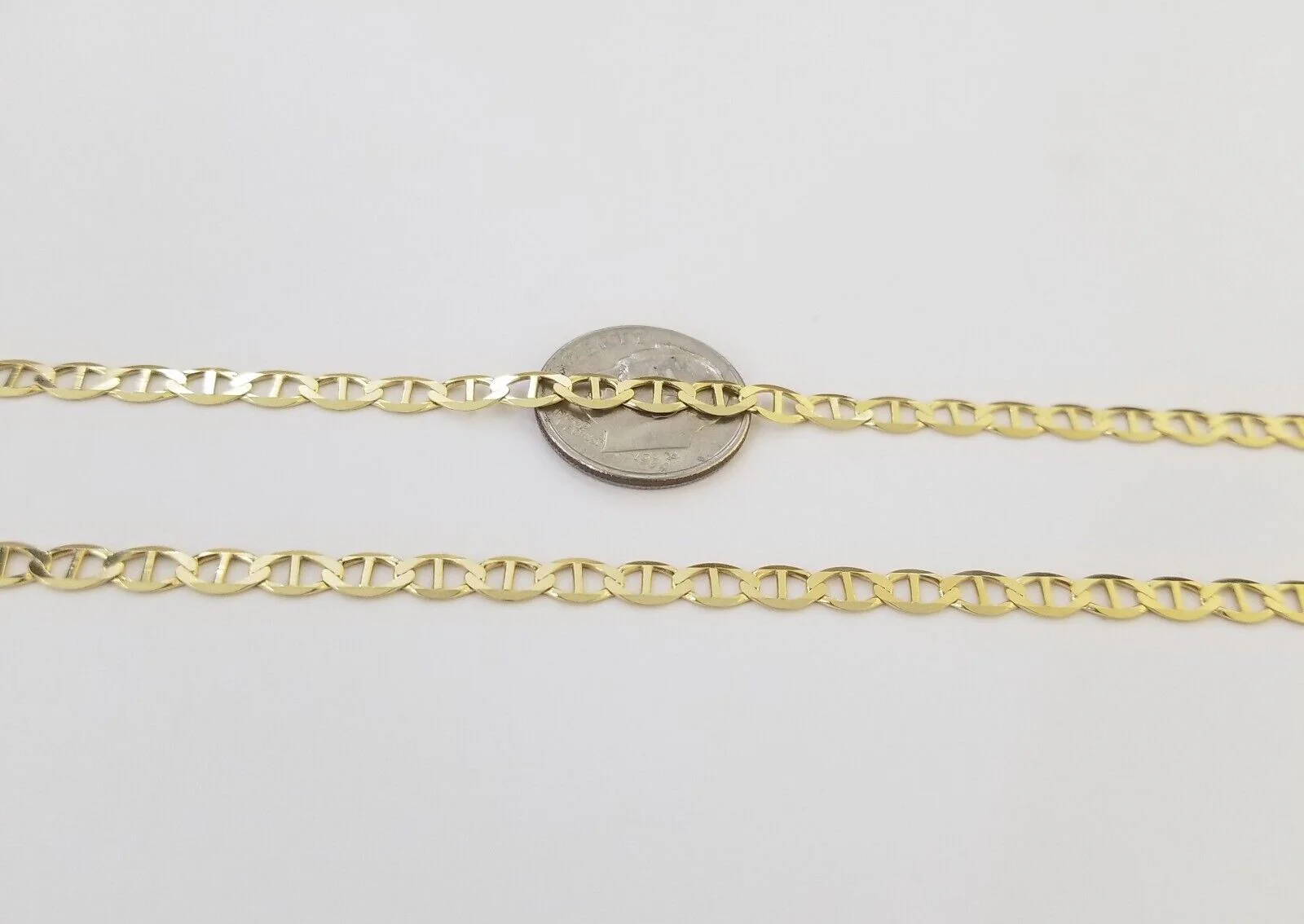 Real 10k Yellow Gold Mariner Anchor Link Chain 22" Inch 4mm Necklace - Image 4