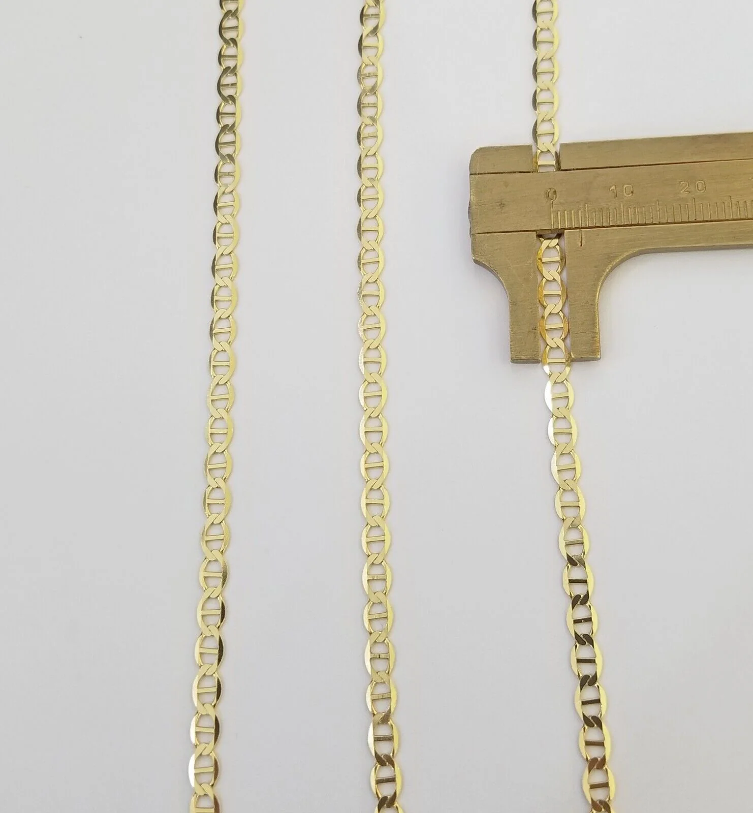 Real 10k Yellow Gold Mariner Anchor Link Chain 24" Inch 4mm Necklace - Image 5