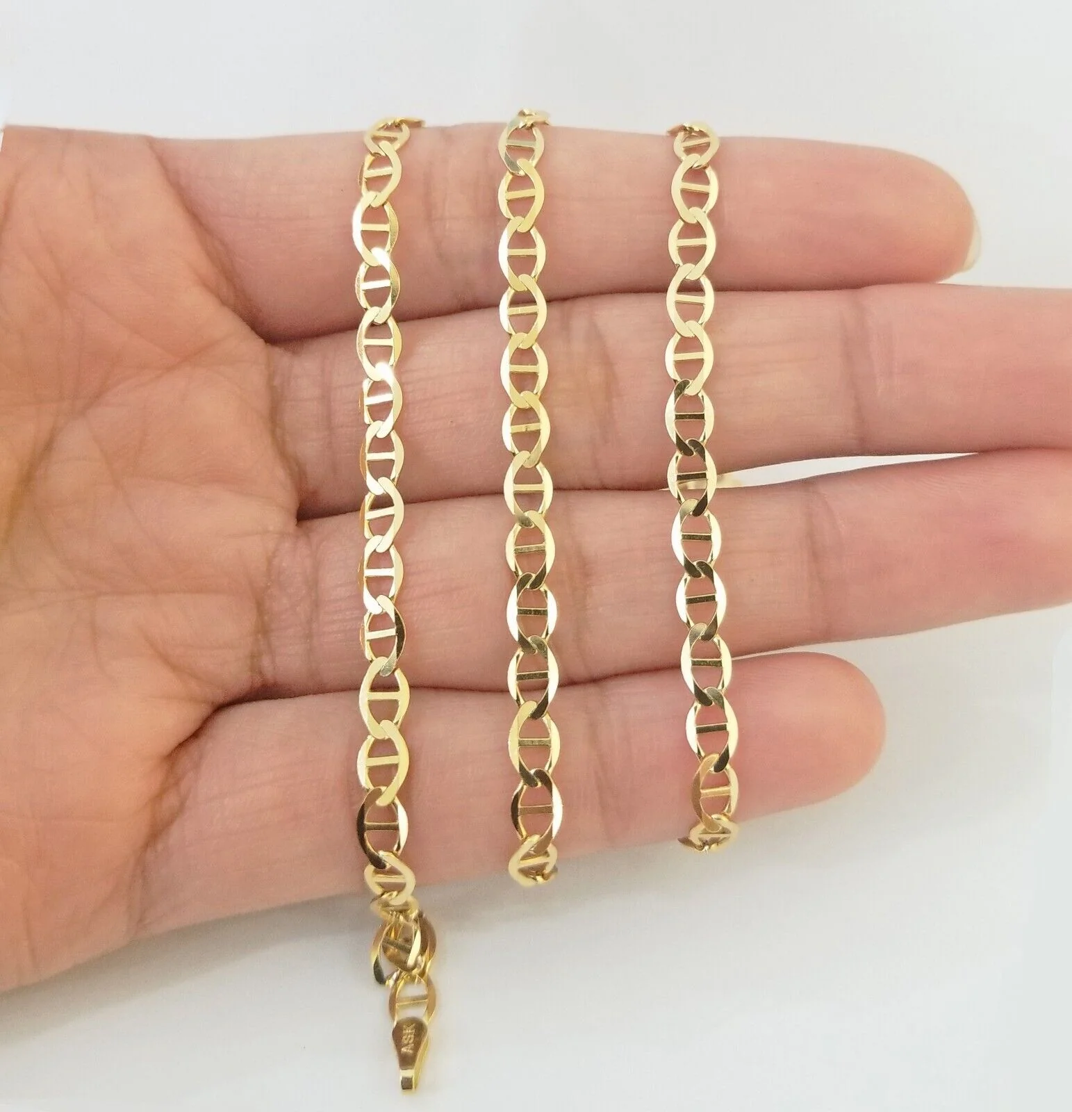 Real 10k Yellow Gold Mariner Anchor Link Chain 4mm Necklace 20" Inch - Image 4
