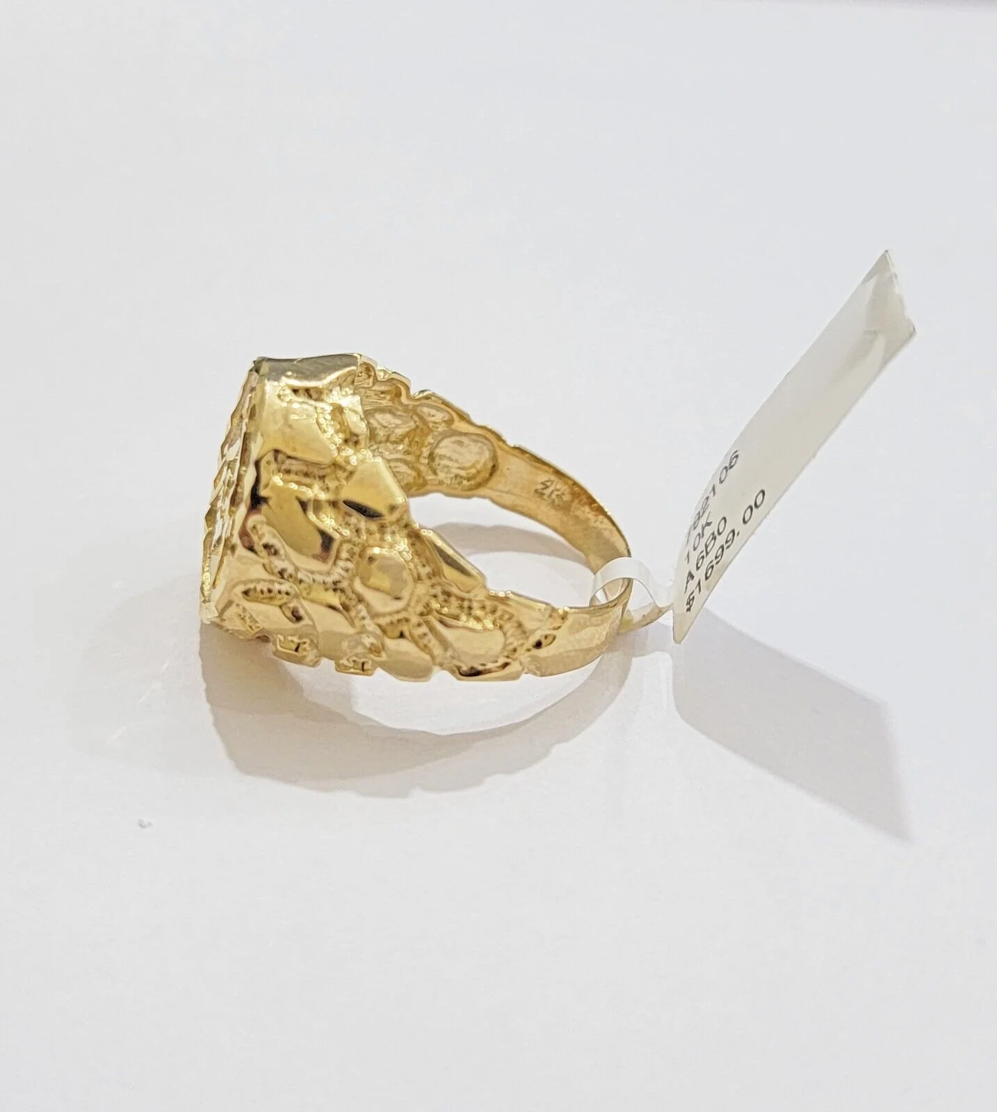 Real 10k Yellow Gold Masonic Ring Mens Nugget Band Round Shape Pinky Casual Ring All Sizes - Image 5