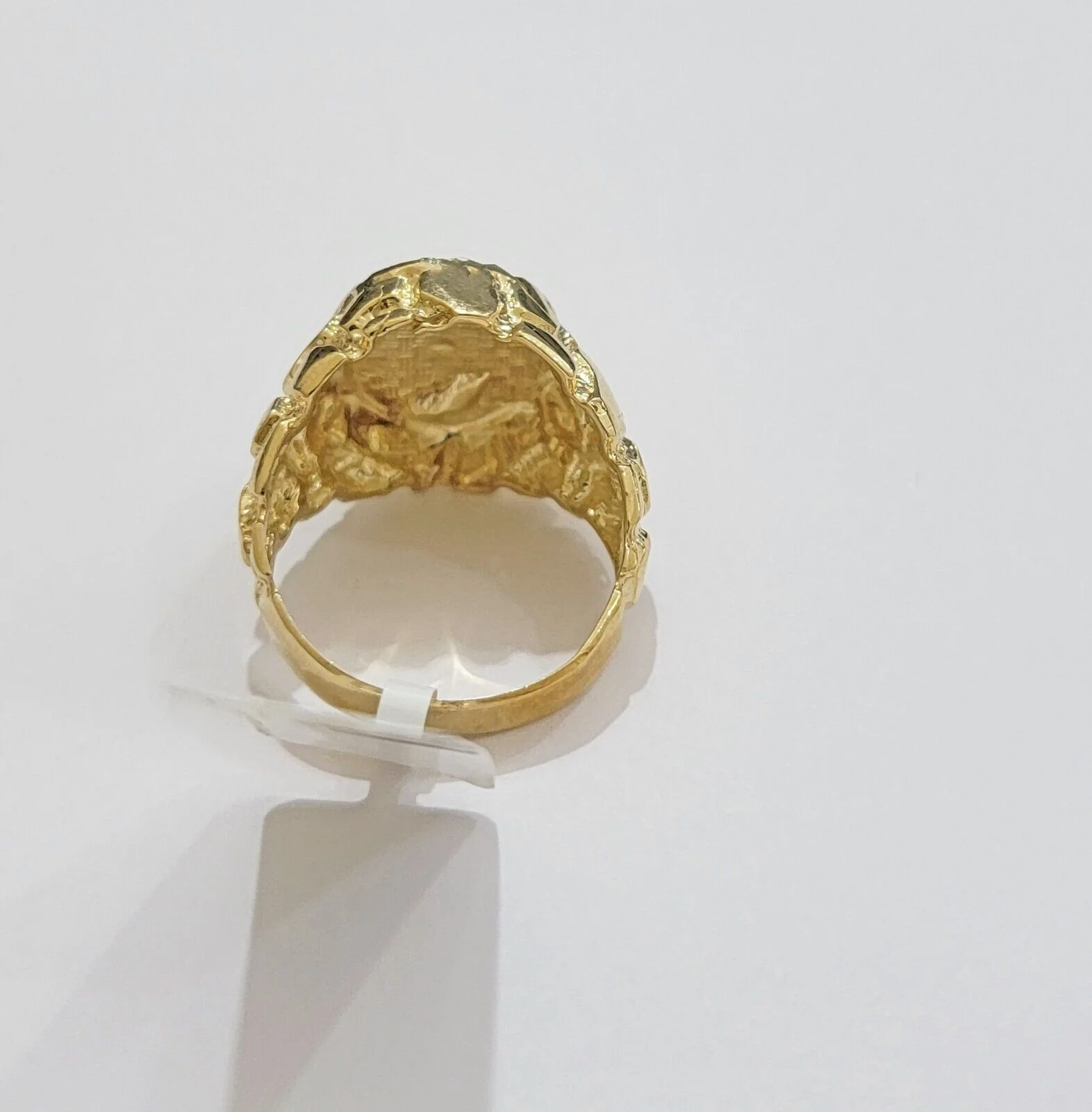 Real 10k Yellow Gold Masonic Ring Mens Nugget Band Round Shape Pinky Casual Ring All Sizes - Image 6