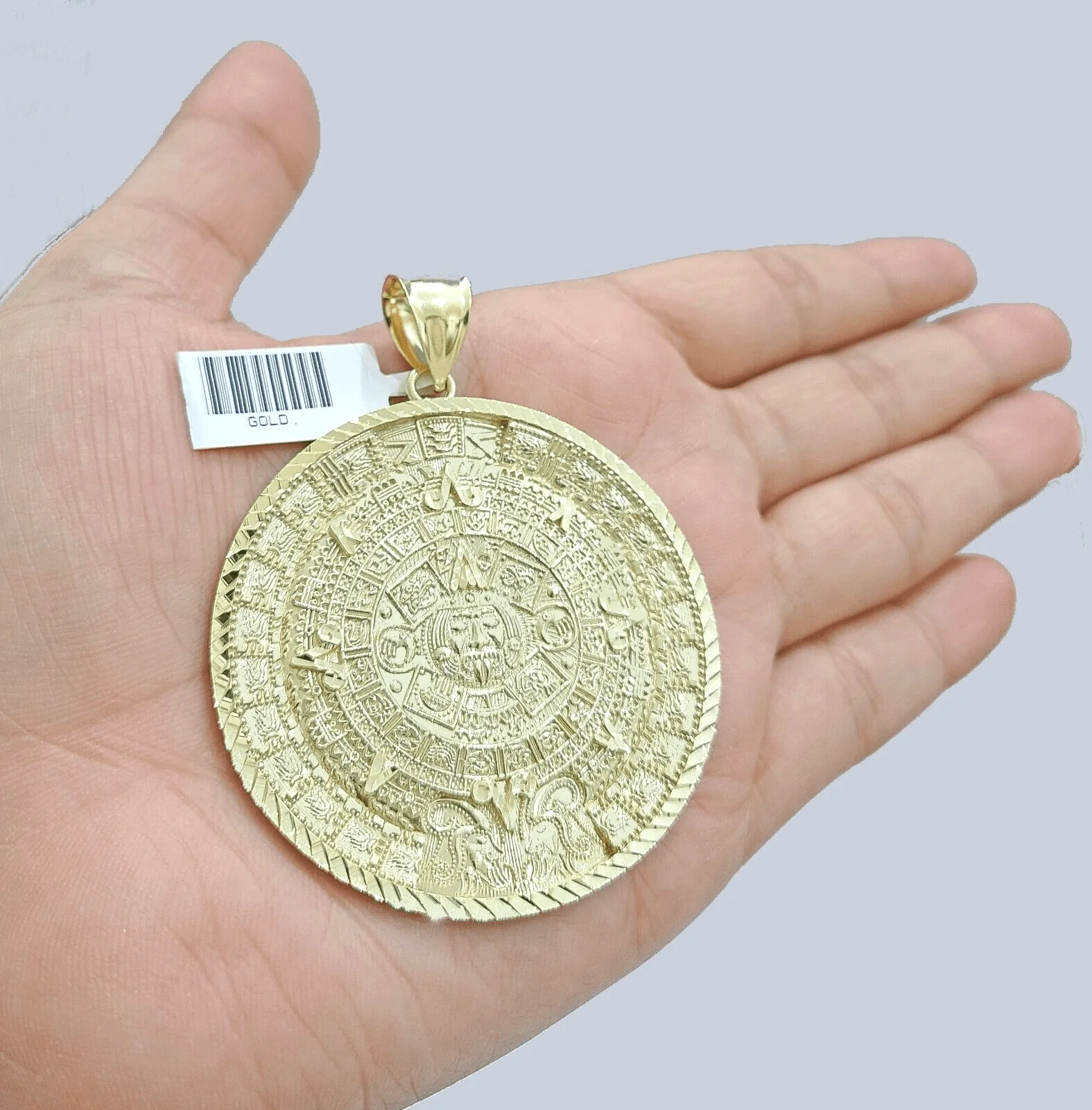 Real 10k Yellow Gold  Mayan Calendar Charm Pendant 10kt for Chain - Image 2