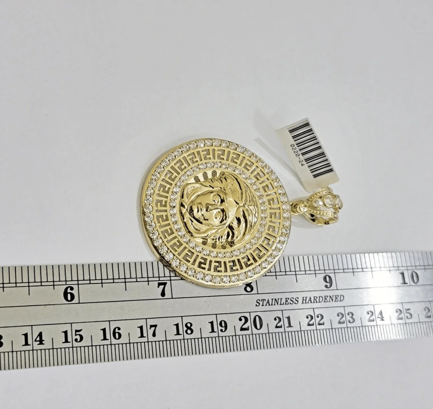 Real 10k Yellow Gold Medusa Head Charm Pendant 2.25" With Stones 10kt for Chain - Image 7