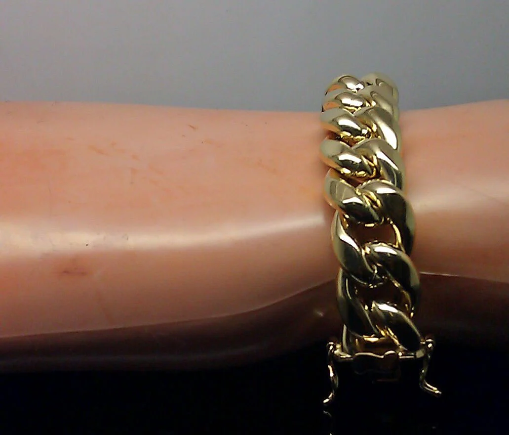 Real 10k Yellow Gold Men 11mm Miami Cuban Bracelet Box Lock 9" - Image 6