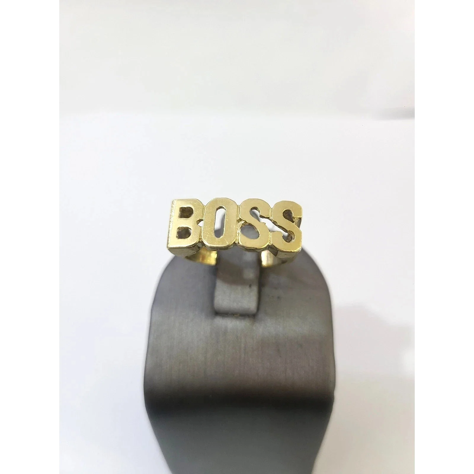 Real 10K Yellow Gold Mens BOSS Ring Letter Bold Statement Pinky Style - Image 8