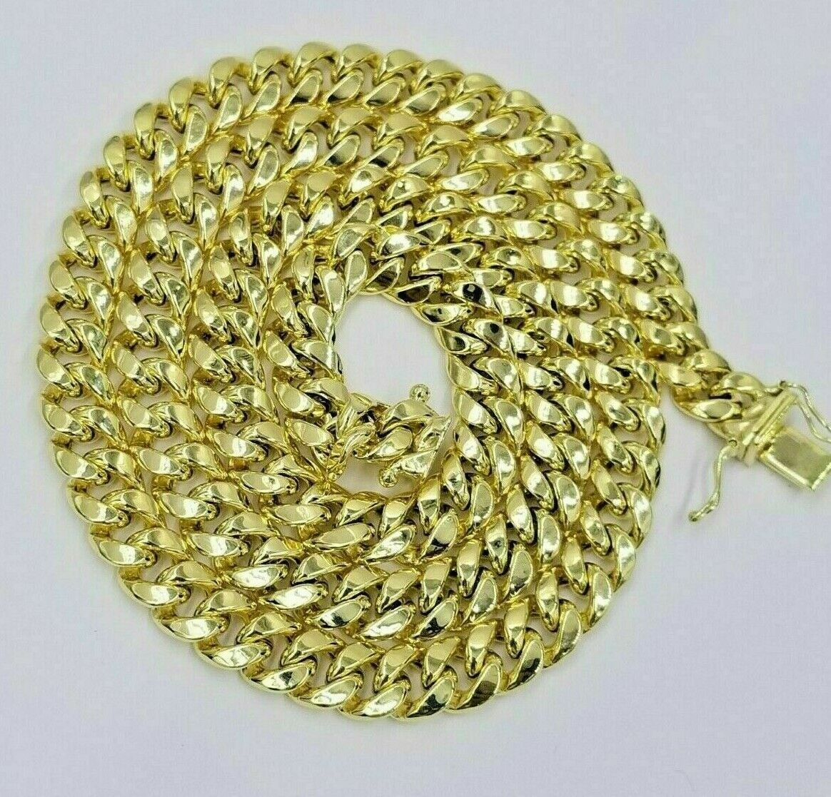 Real 10K Yellow Gold Miami Cuban Link Chain 8mm 22" Box Lock Necklace Men Women - Image 3