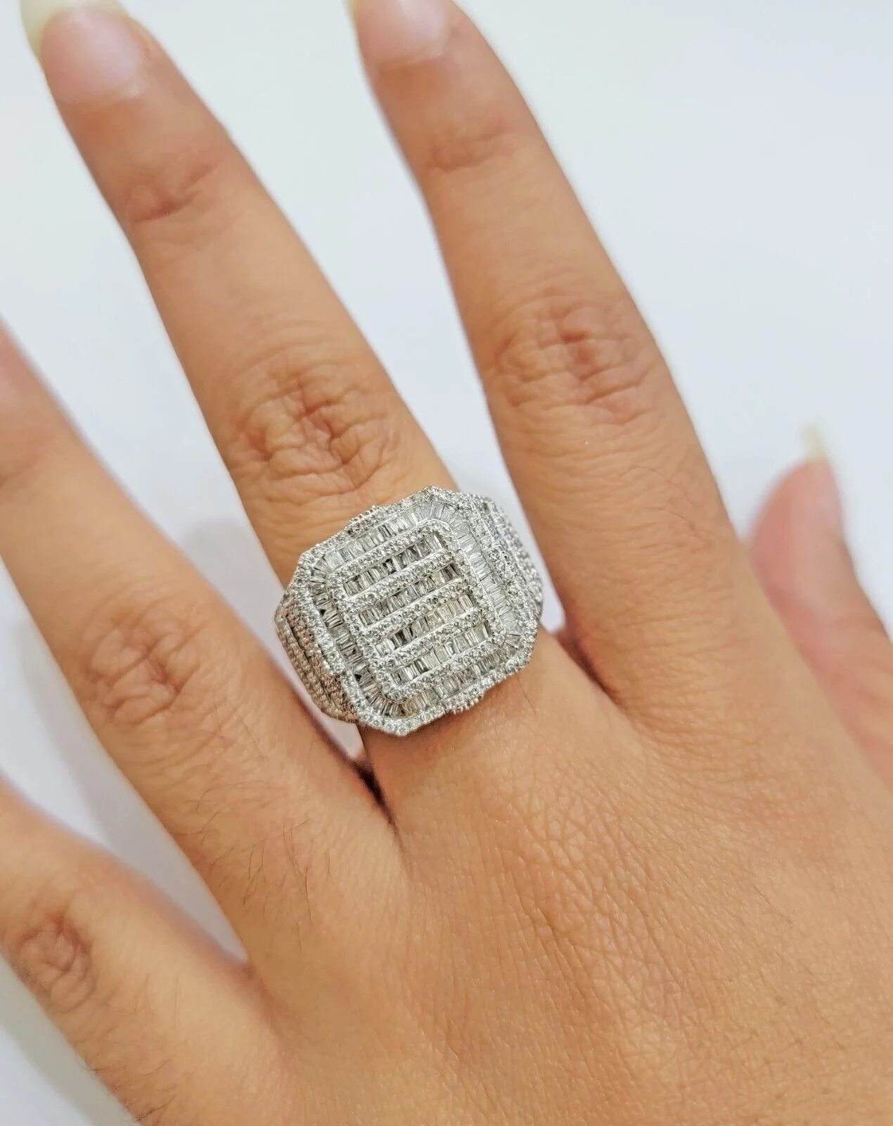 Real 10k Yellow Gold Natural Diamond Men Ring Round Baguette Dia Style Free Ship All Sizes - Image 2