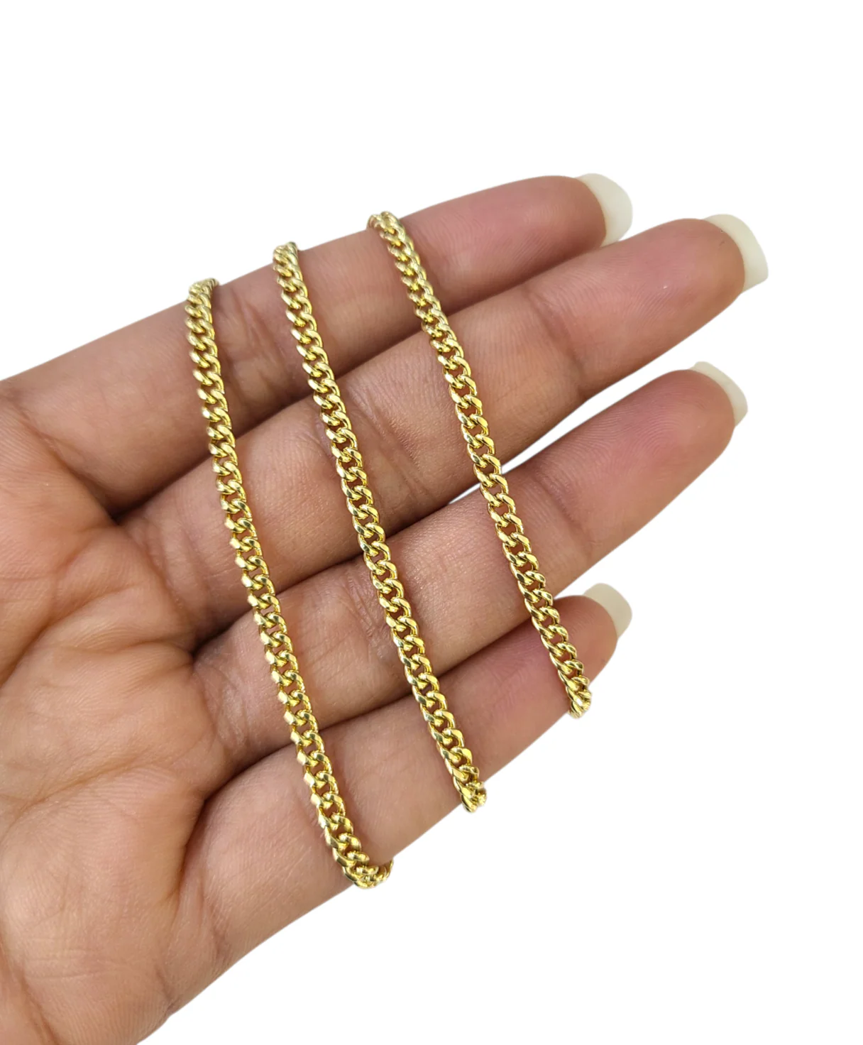 Real 10k Yellow Gold Necklace 3mm Miami Cuban Link Chain 22 Inch 10KT - Image 2