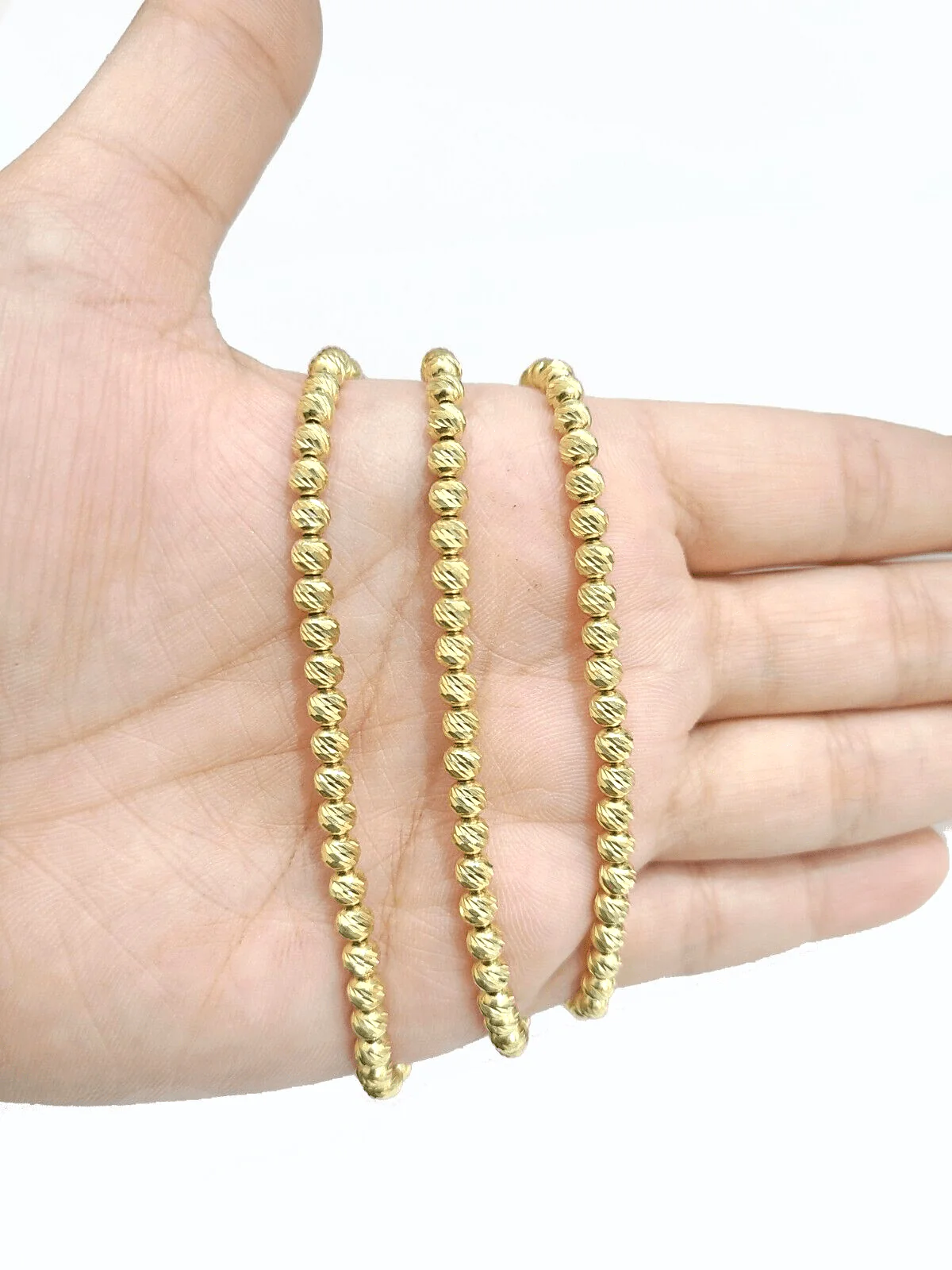 Real 10k Yellow Gold Necklace 4mm Moon Cut Chain 22'' inches Unisex - Image 4