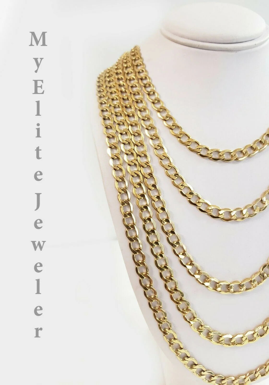 REAL 10k Yellow Gold Necklace 5mm Cuban Curb Link 18" 20" 22 24 26 28 Inch Chain - Image 8