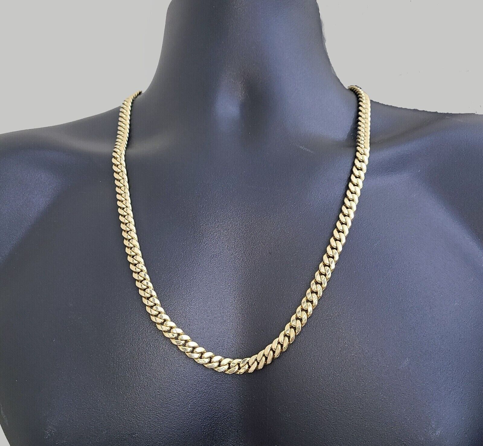 Real 10k Yellow Gold Necklace Miami Cuban Chain 8mm 26" inch 10kt Men's Chain