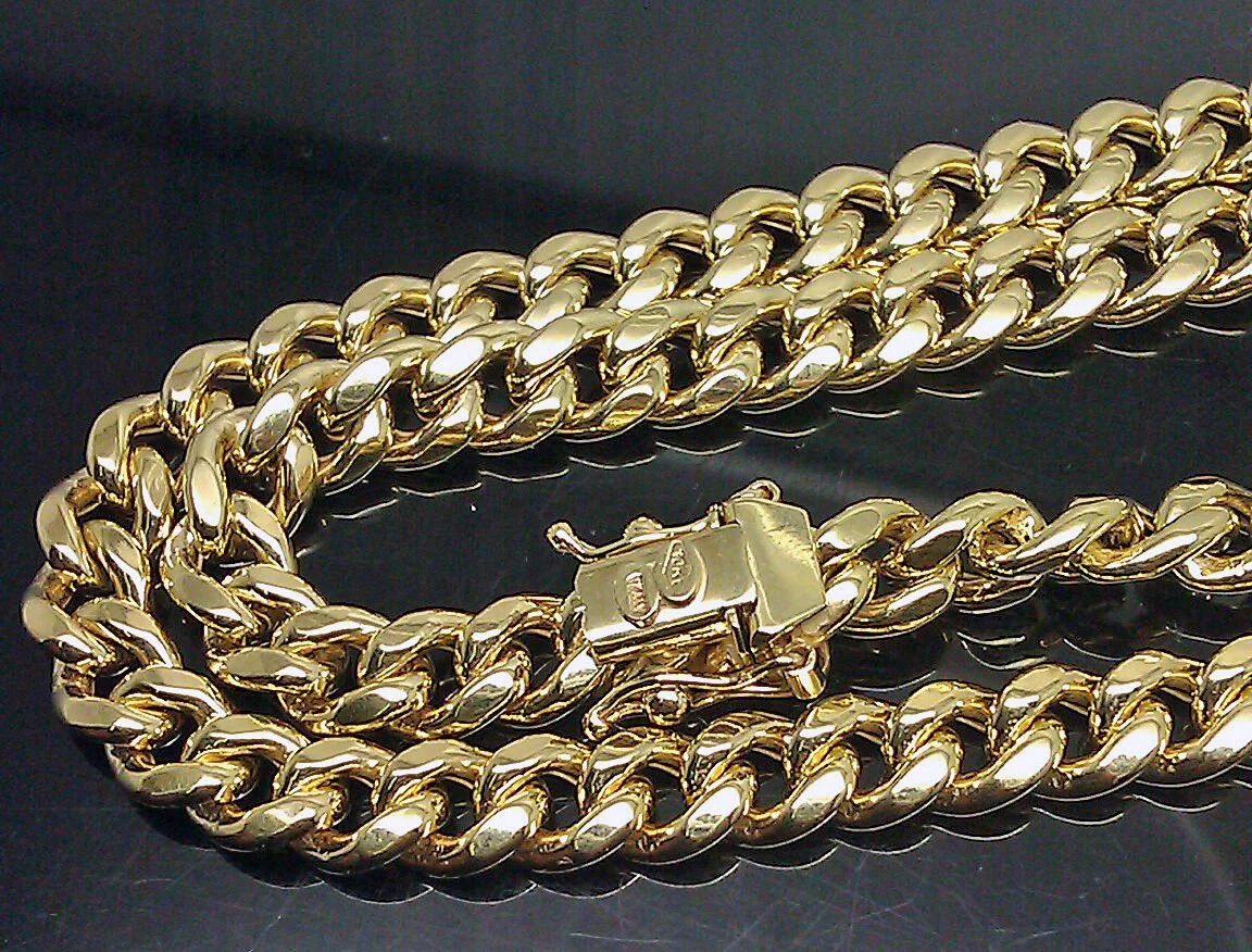 Real 10k Yellow Gold necklace Miami Cuban Link Chain 6mm Mens 10kt 24" Box Lock - Image 3