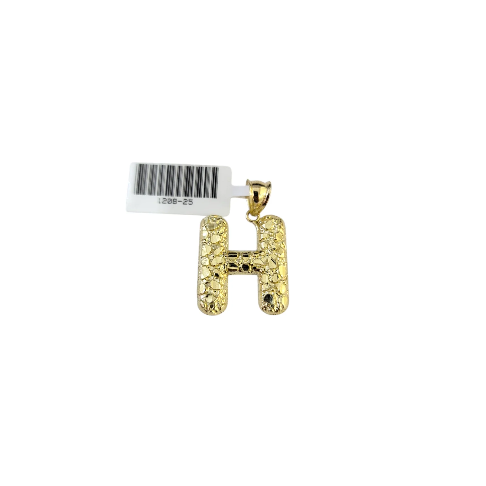 Real 10k Yellow Gold Nugget H Initial Alphabet Charm Pendant 10KT