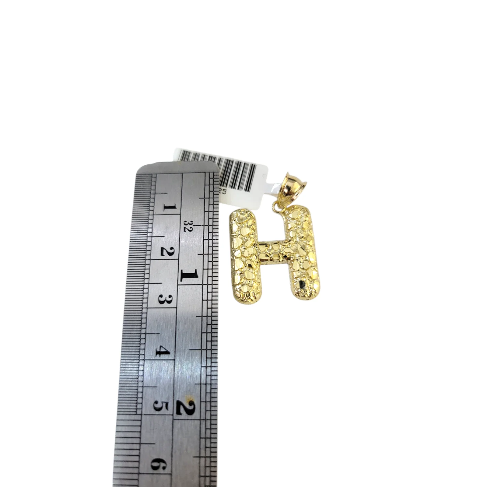Real 10k Yellow Gold Nugget H Initial Alphabet Charm Pendant 10KT - Image 2