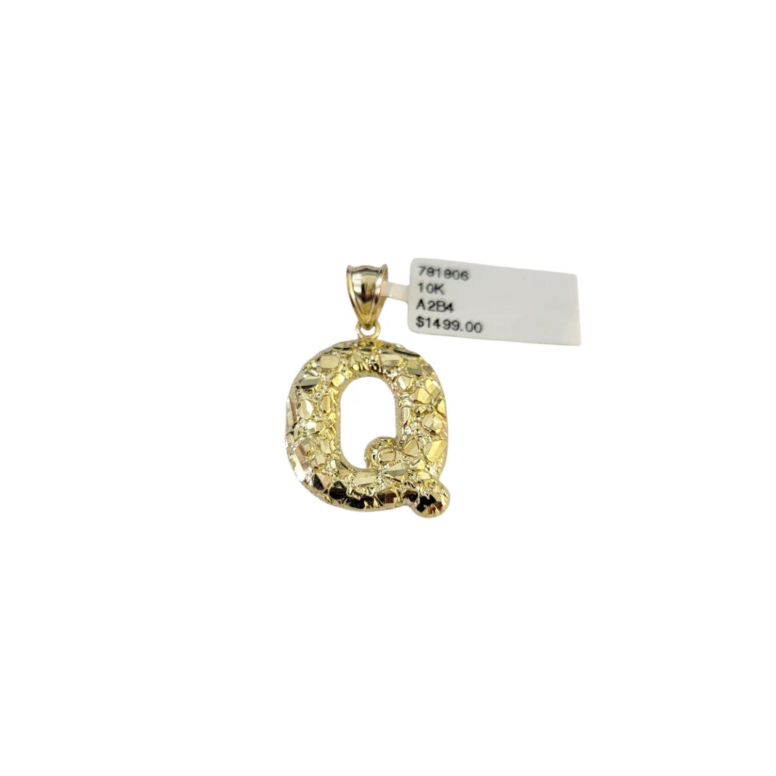 Real 10k Yellow Gold Nugget Q Initial Alphabet Charm Pendant 10KT - Image 5