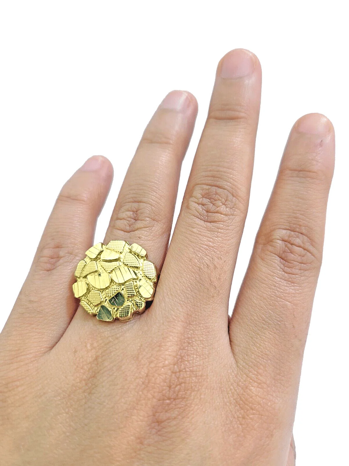 Real 10k Yellow Gold Nugget Ring Band Ring Sizes 6,7,8,9,10,11 & 12 - Image 3