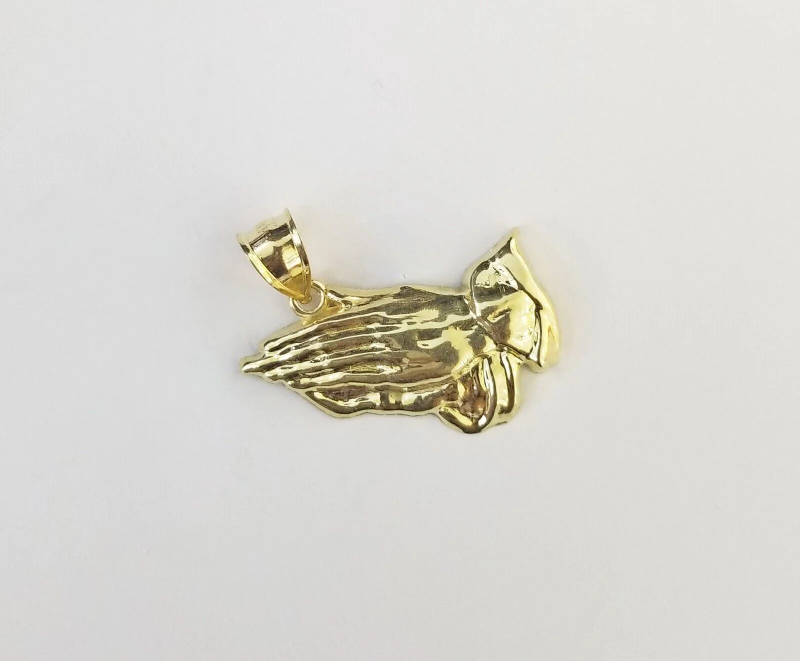 Real 10k Yellow Gold Praying Hands Charm Pendant 10kt for Chain Men Women - Image 3