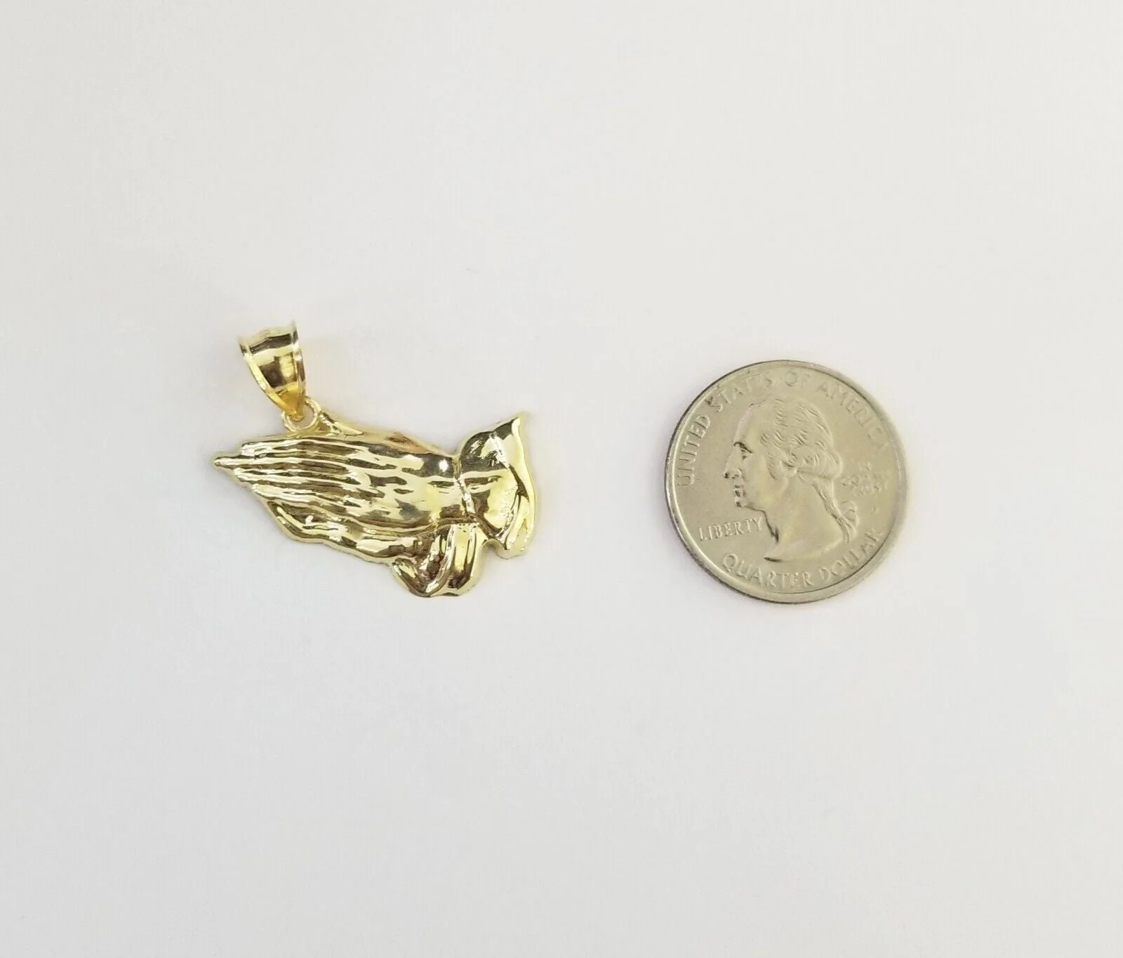 Real 10k Yellow Gold Praying Hands Charm Pendant 10kt for Chain Men Women - Image 7