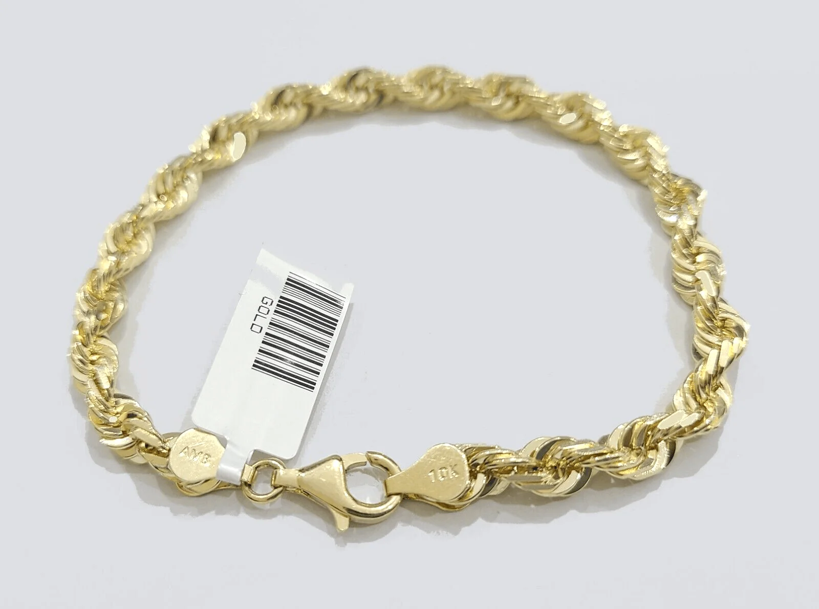 Real 10k Yellow Gold Rope Bracelet 8 Inch 5mm SOLID Diamond Cuts Men Women 10KT - Image 5