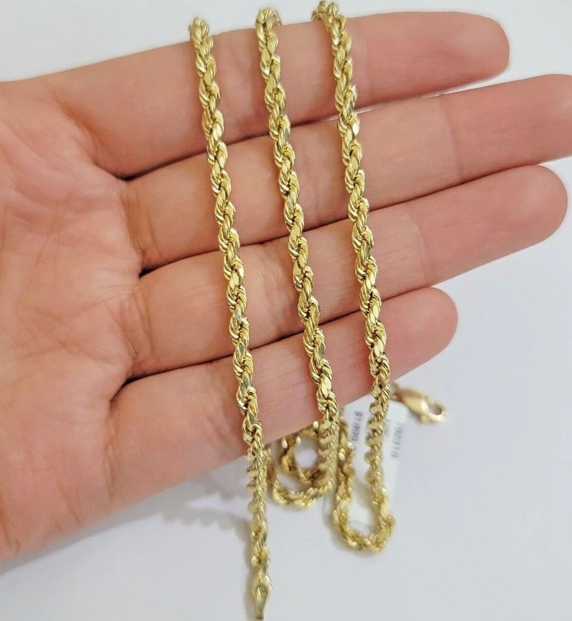 Real 10k Yellow Gold Rope Chain 3mm Necklace 16" - 28 Inch Diamond Cut men Women - Image 4