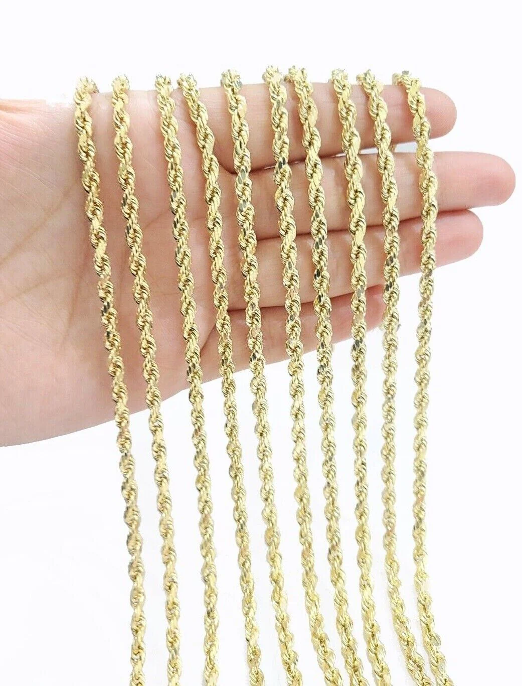 Real 10K Yellow Gold Rope Chain 3mm  Necklace  18-30'' Inches Lobster Lock 10kt - Image 2