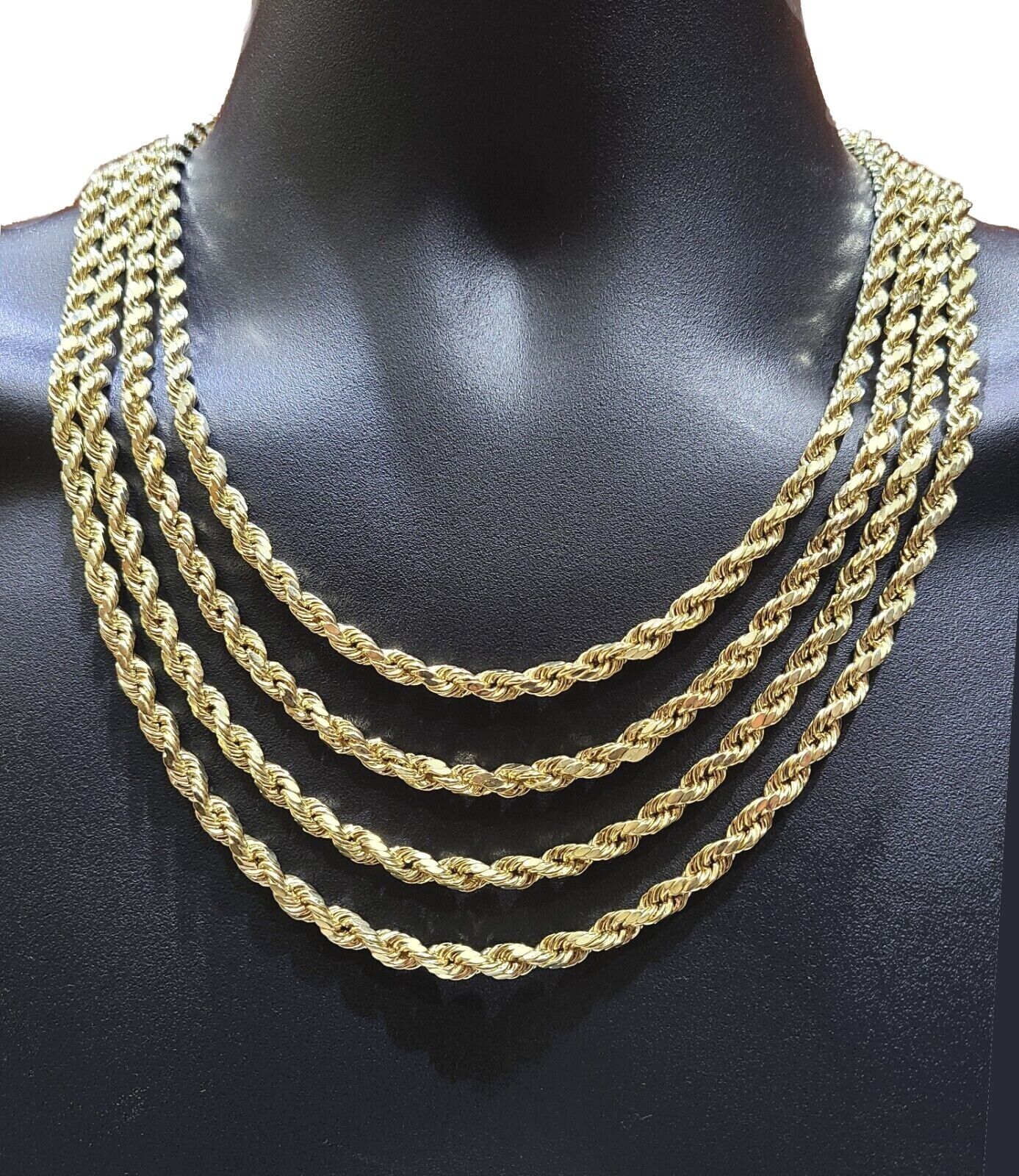 Real 10K Yellow Gold Rope Chain 6mm  Necklace  20-30'' Inches Lobster Lock 10kt - Image 2