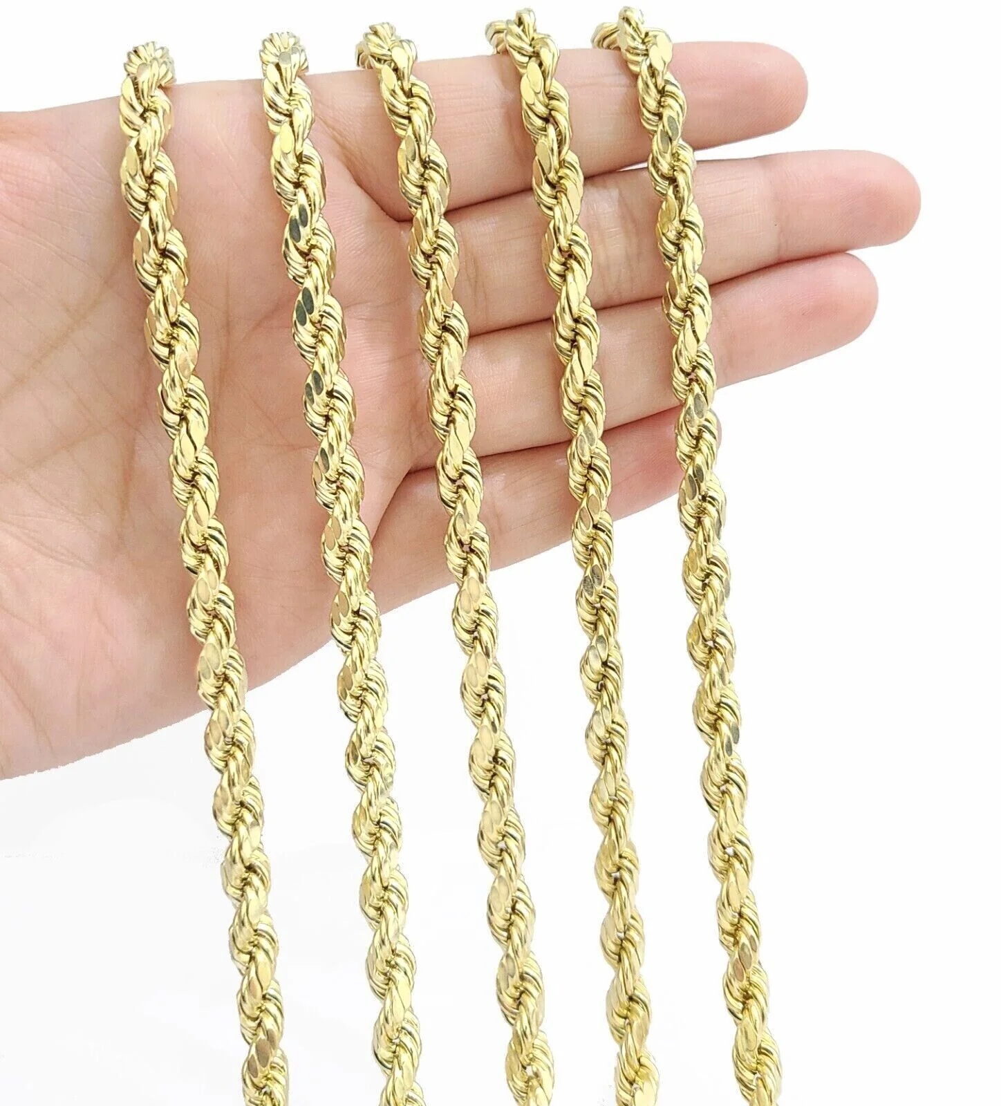 Real 10K Yellow Gold Rope Chain 8mm  Necklace  18-30'' Inches Lobster Lock 10kt - Image 2