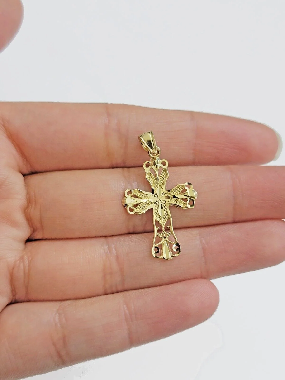 Real 10k Yellow Gold Rope Chain Cross Charm Pendant SET 3mm Necklace 18 -28 Inch - Image 7