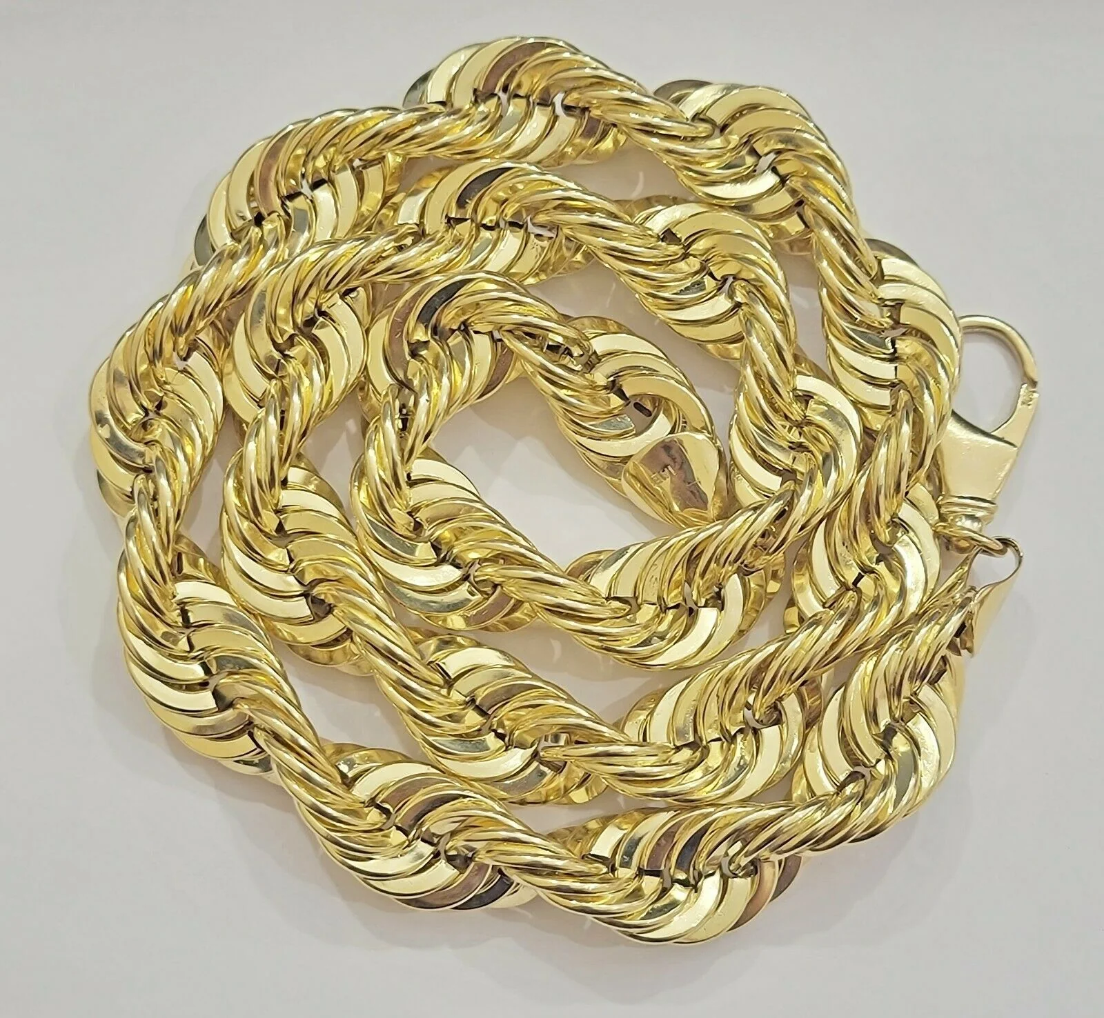 REAL 10K Yellow Gold Rope Chain Necklace 15 MM Thick 24" Diamond Cut 10kt MEN'S - Image 3