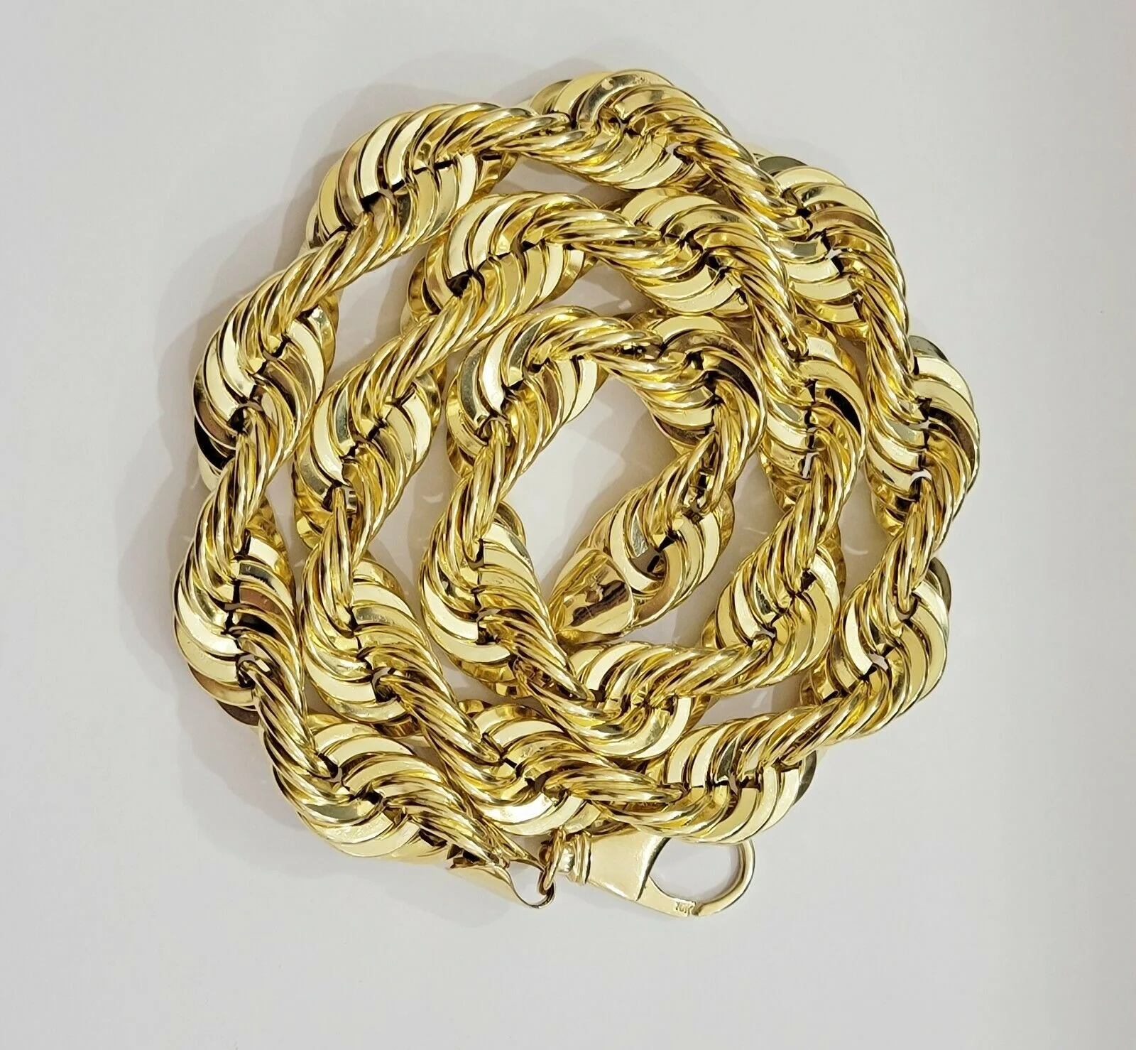 REAL 10K Yellow Gold Rope Chain Necklace 15 MM Thick 24" Diamond Cut 10kt MEN'S - Image 6