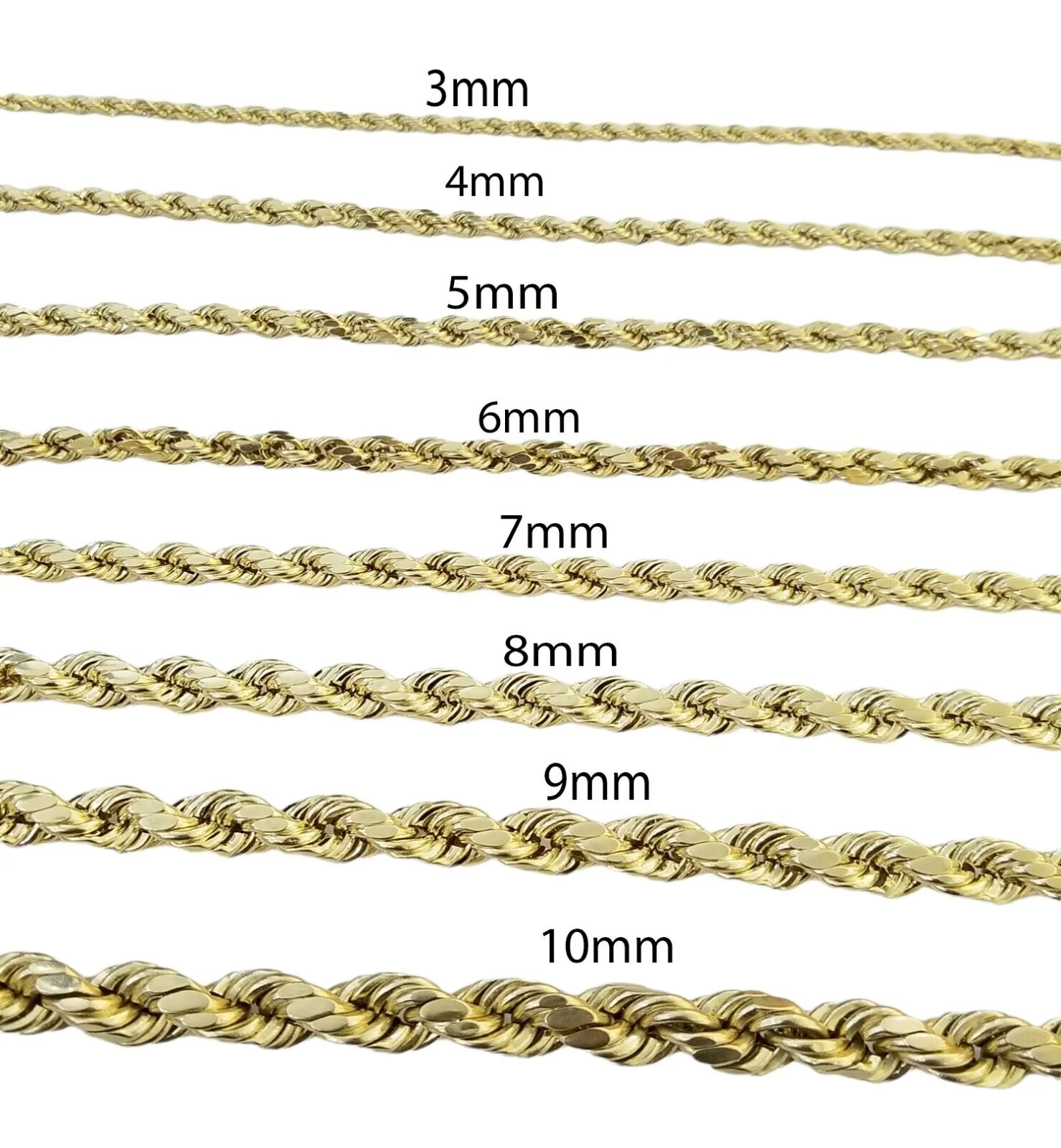Real 10K Yellow Gold Rope Chain Necklace 26 Inch 3mm- 10mm Real 10k Men Women - Image 8