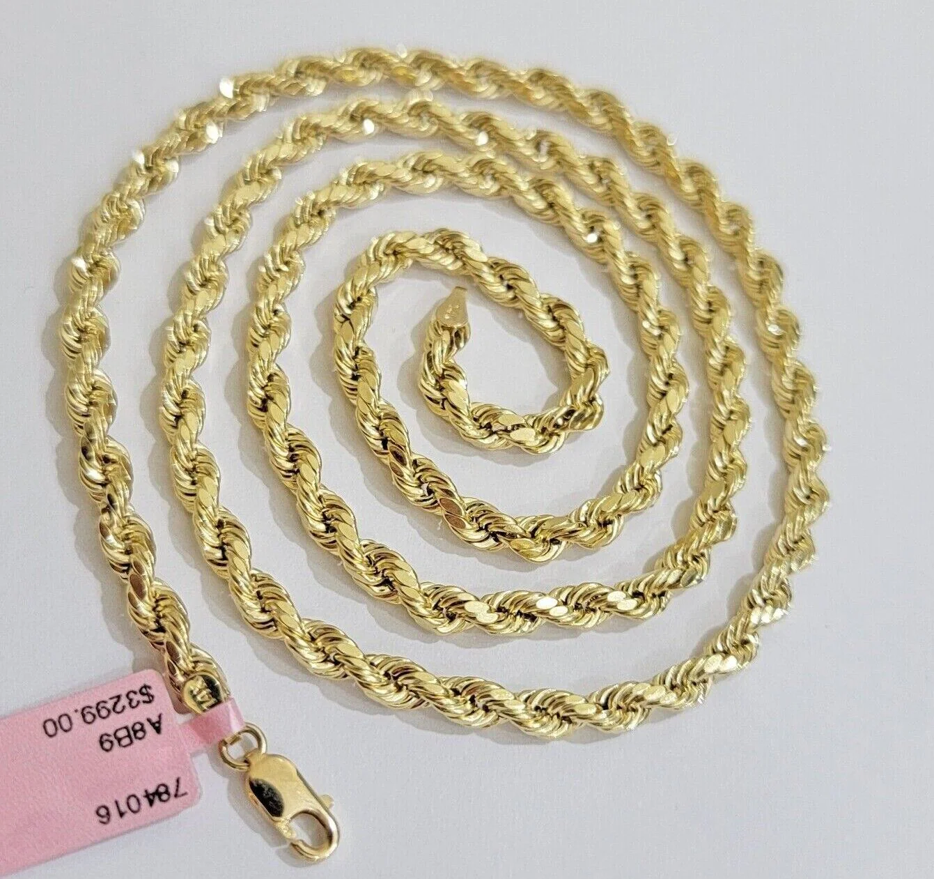 Real 10k Yellow Gold Rope Chain Necklace 4mm 18-28 Inch Diamond Cut Mens 10kt - Image 5