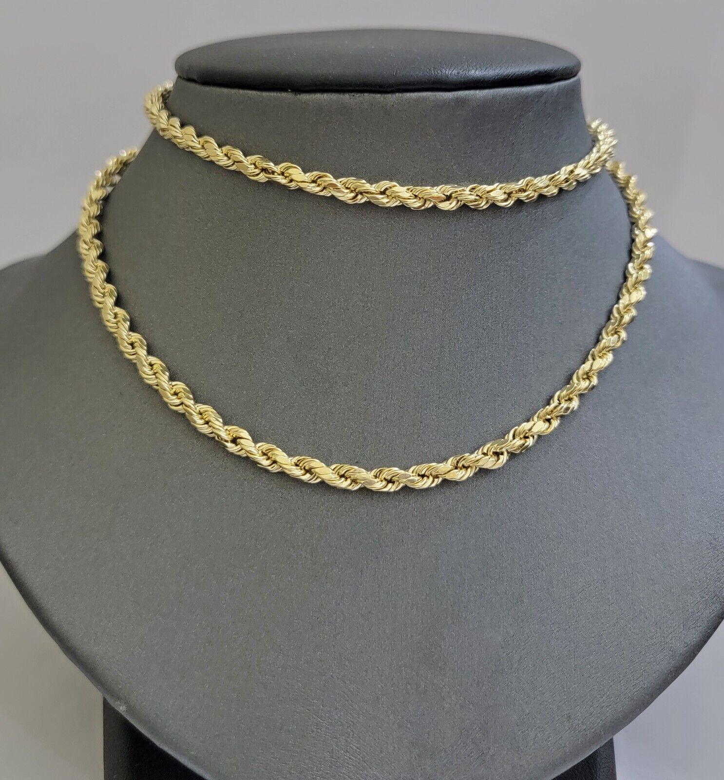 Real 10k Yellow Gold Rope Chain Necklace 4mm 18-28 Inch Diamond Cut Mens 10kt - Image 6